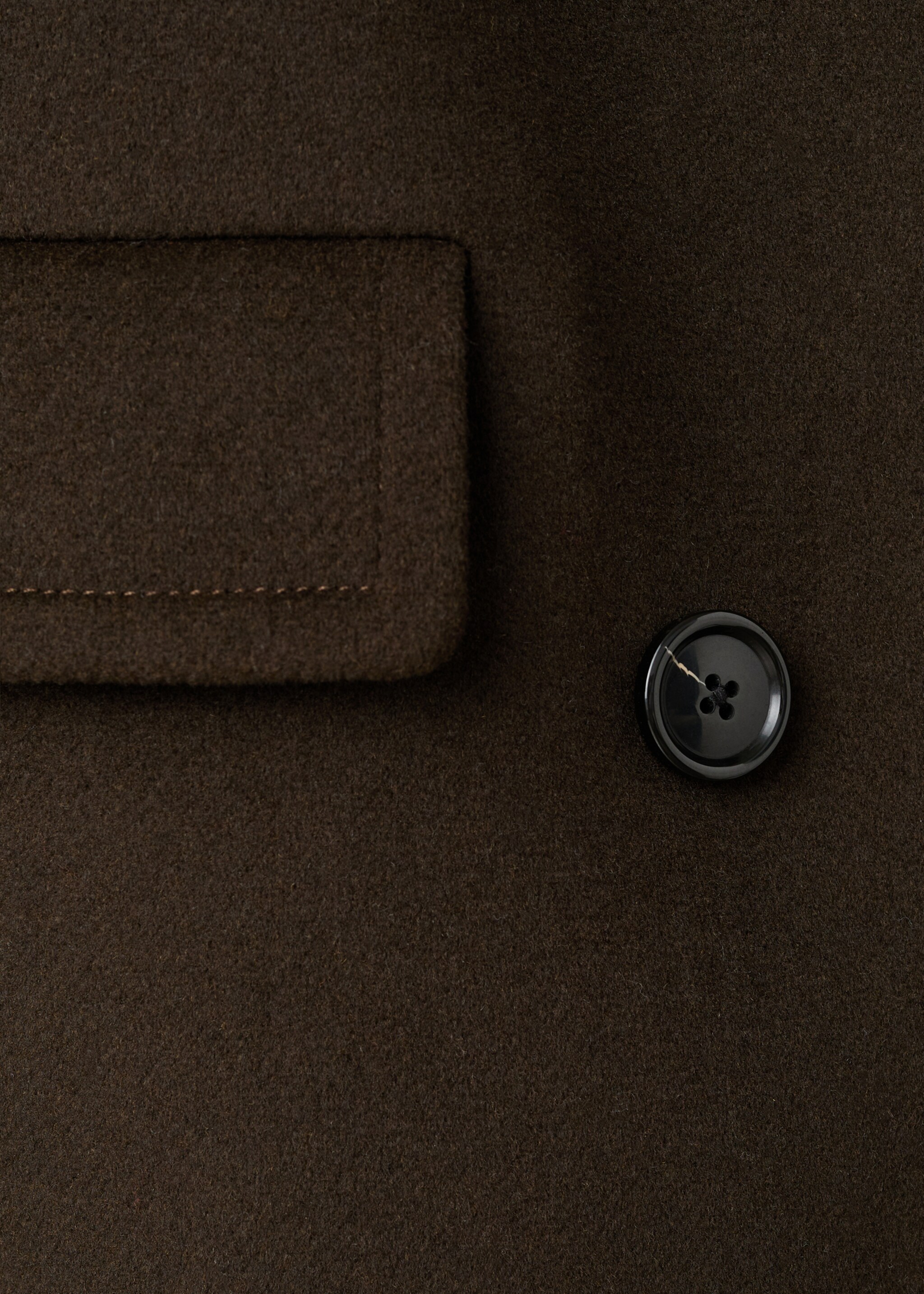 Double-breasted wool coat - Details of the article 0, Khaki. Ref: 17077768-01.