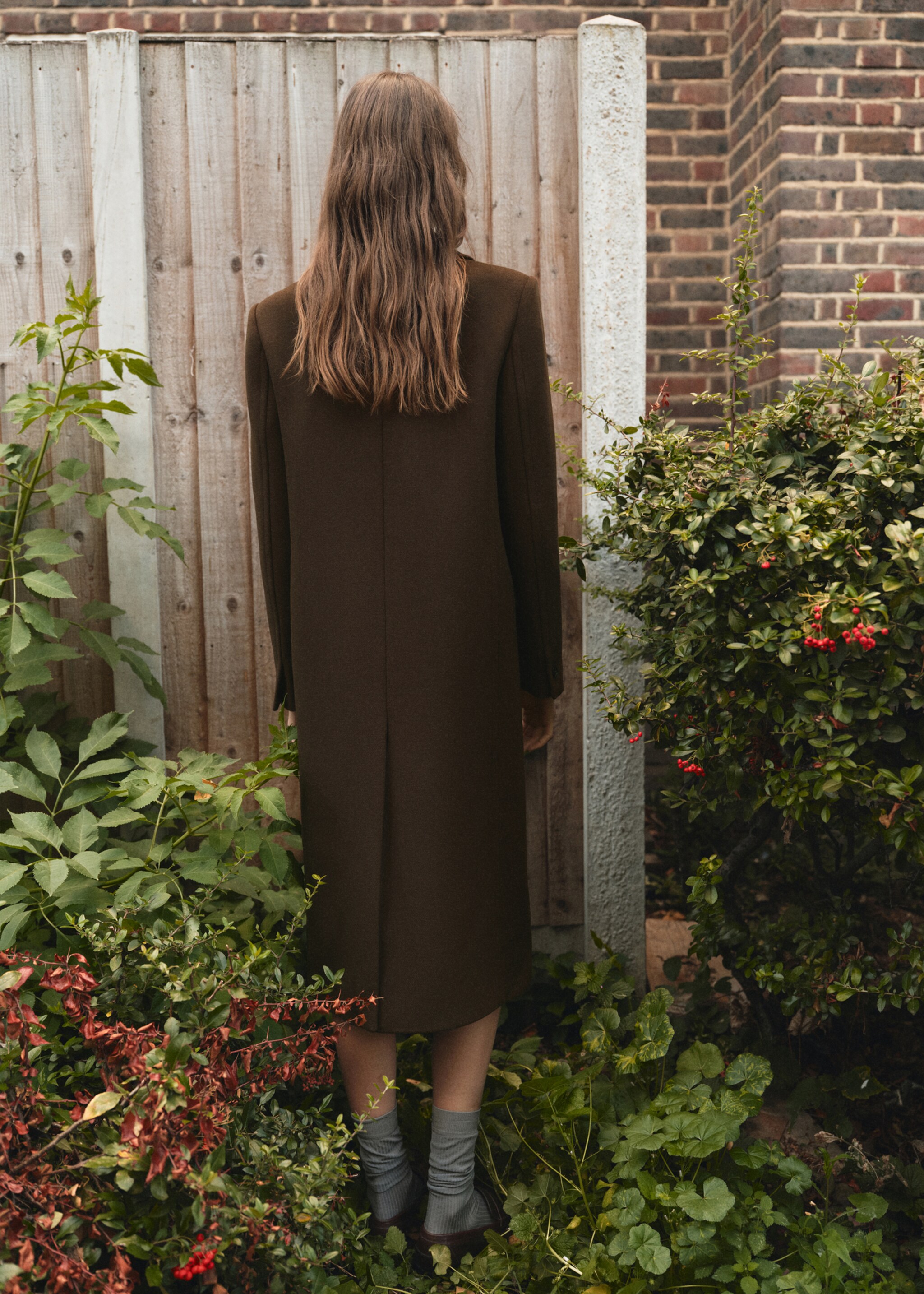 Double-breasted wool coat - Reverse of the article, Khaki. Ref: 17077768-01.