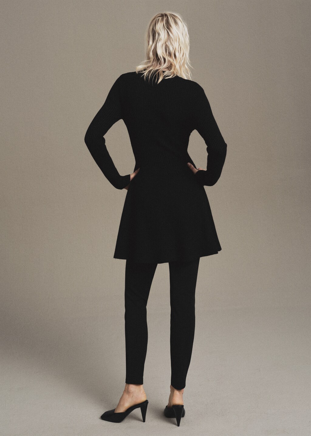 Ribbed knitted A-line dress