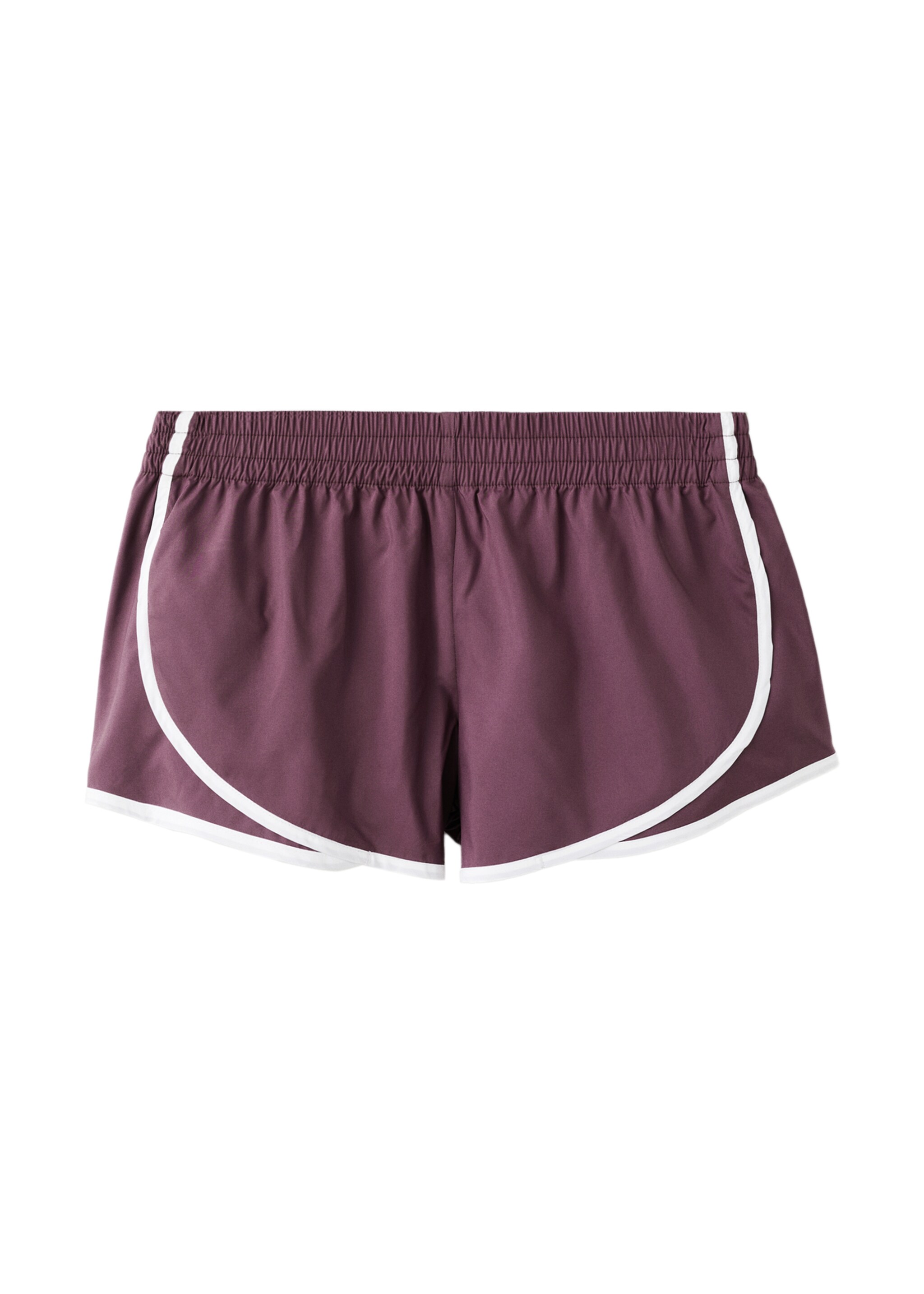 Shorts with contrasting stripes - Details of the article 8, Maroon. Ref: 17077909-01.