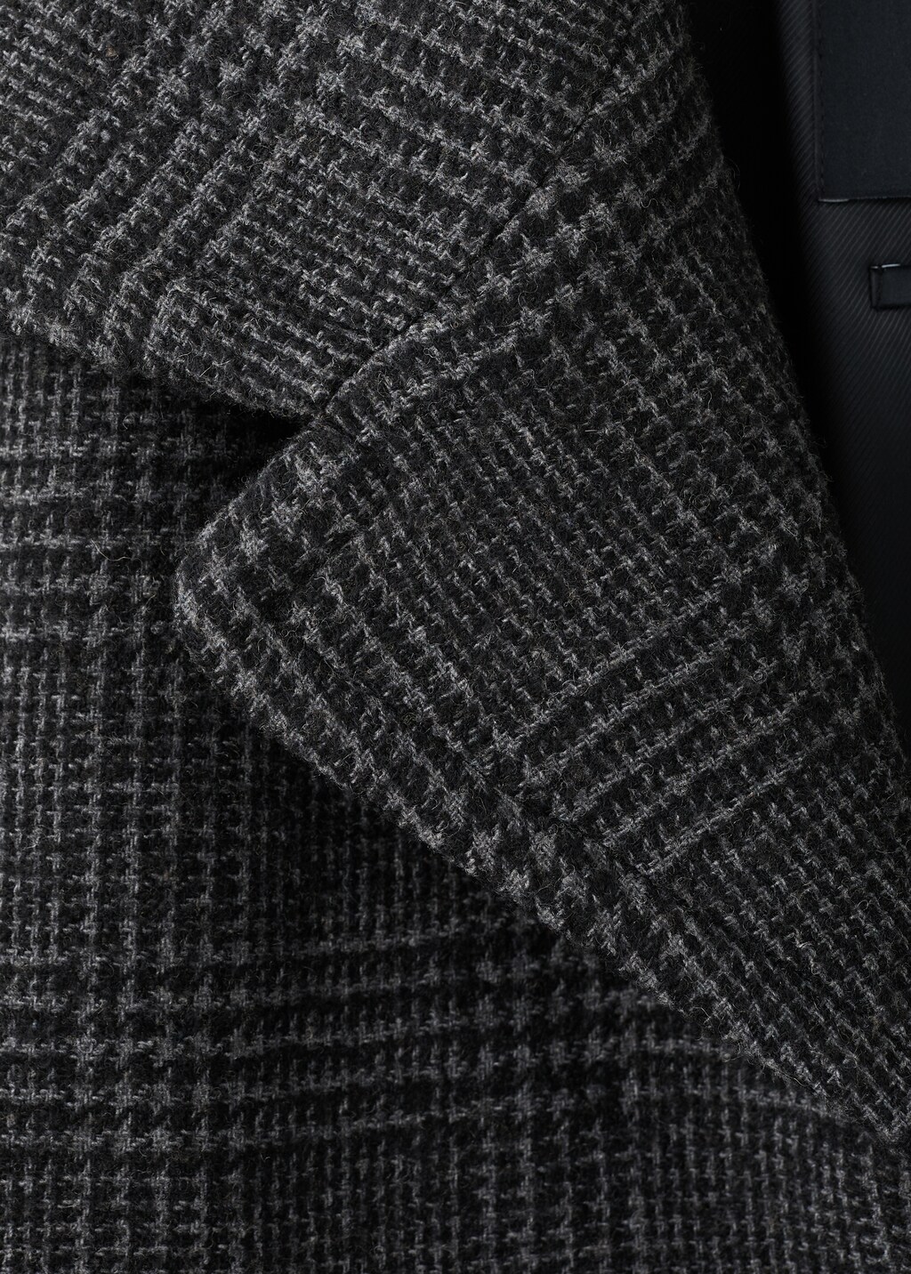 Checked wool-blend coat