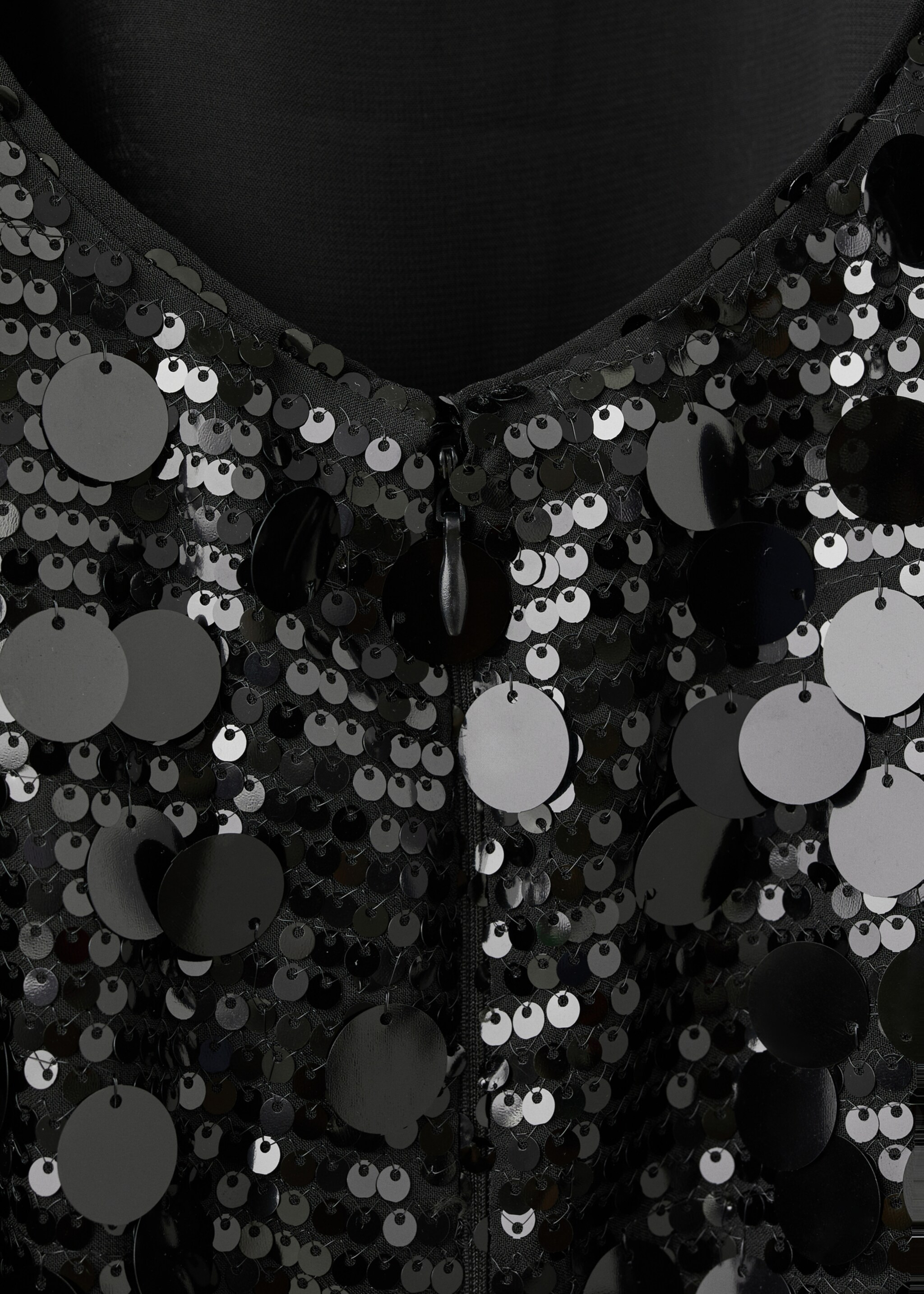 Short dress with sequins - Details of the article 0, Black. Ref: 17078632-01.