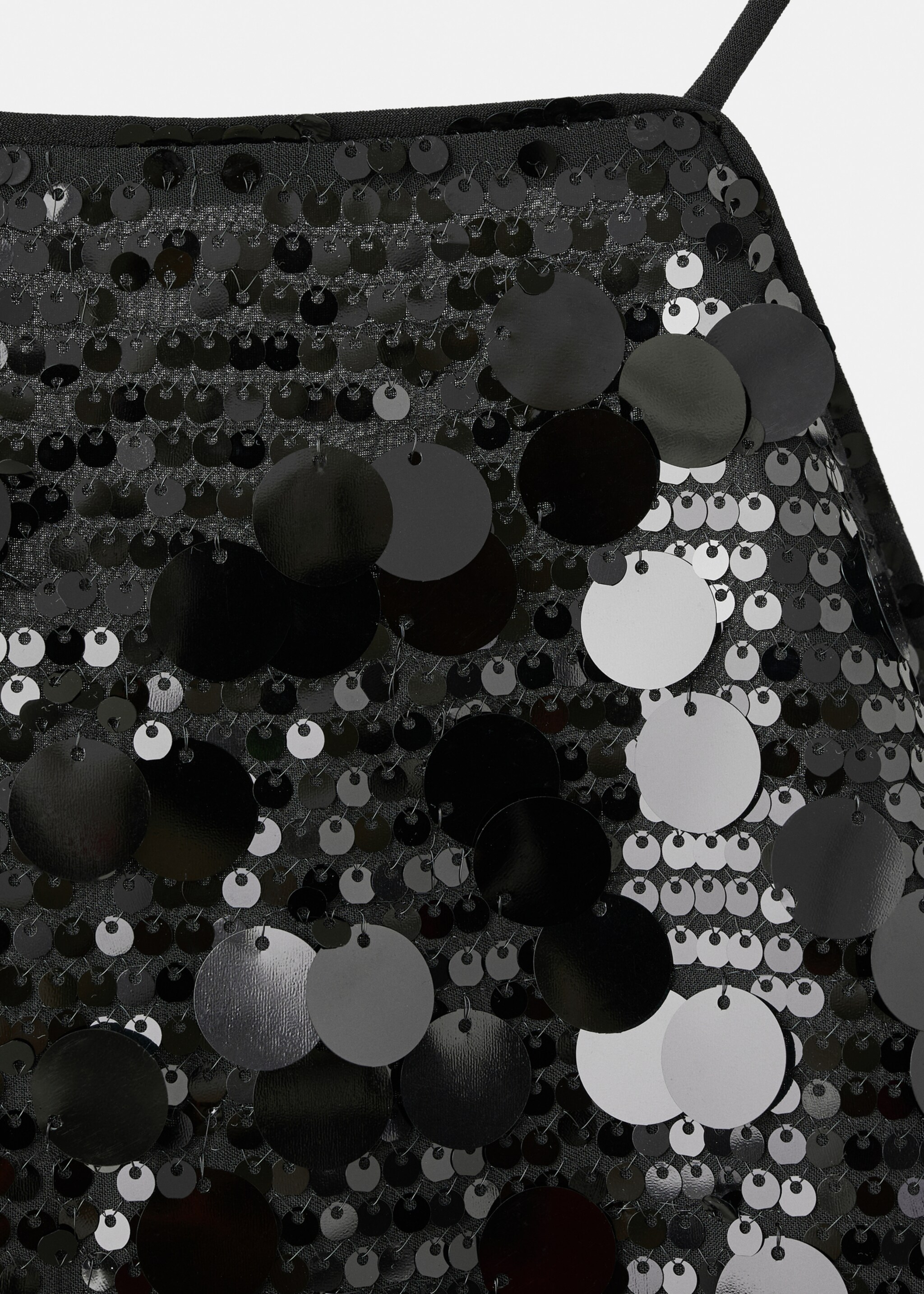 Short dress with sequins - Details of the article 8, Black. Ref: 17078632-01.