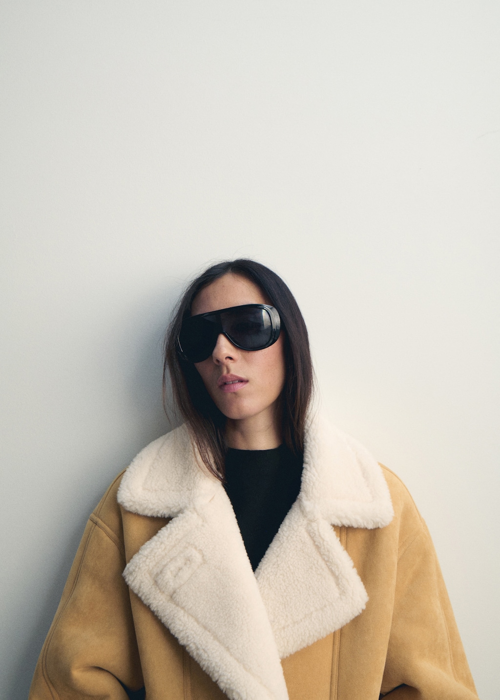 Faux-suede jacket with shearling collar