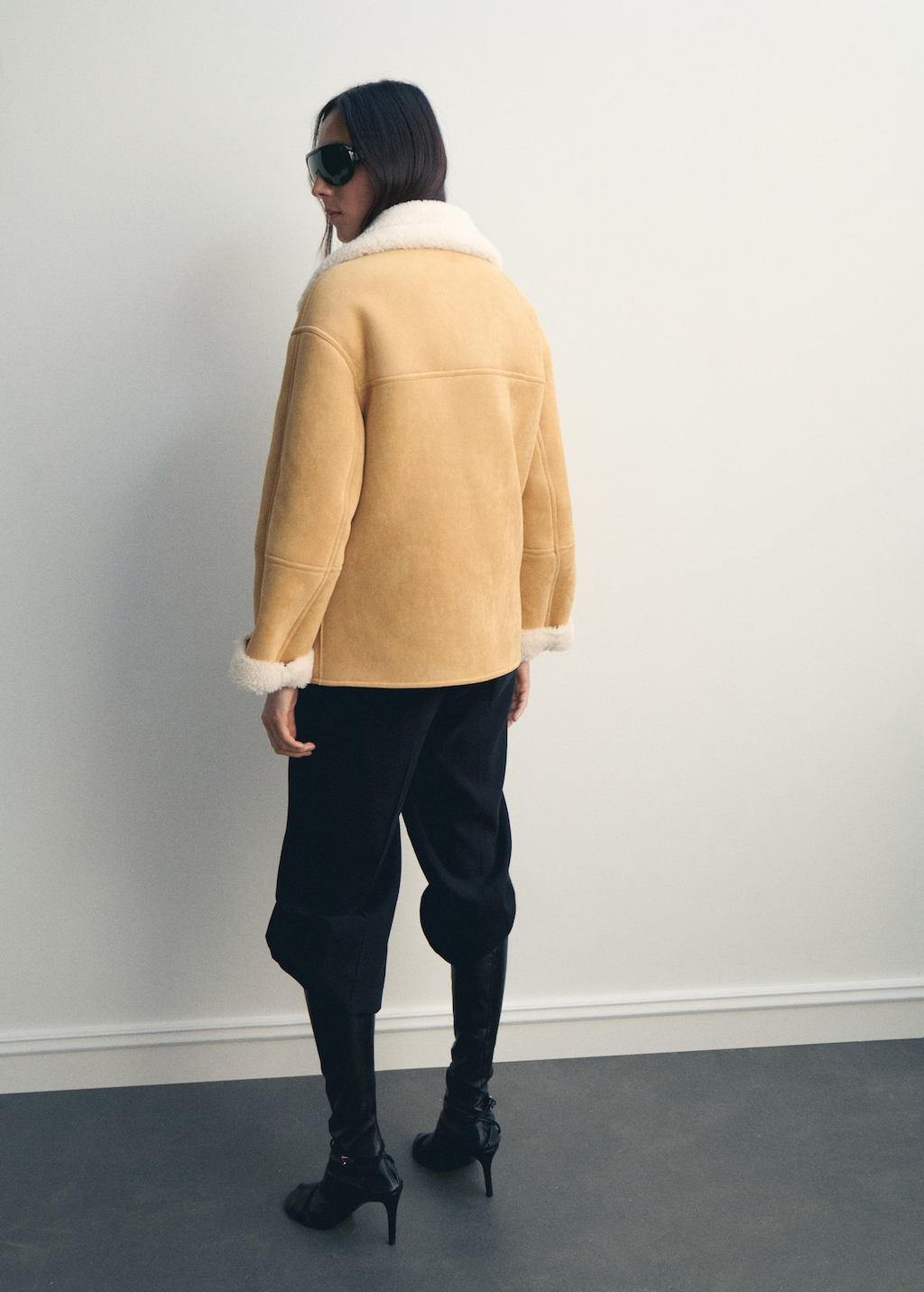 Faux-suede jacket with shearling collar