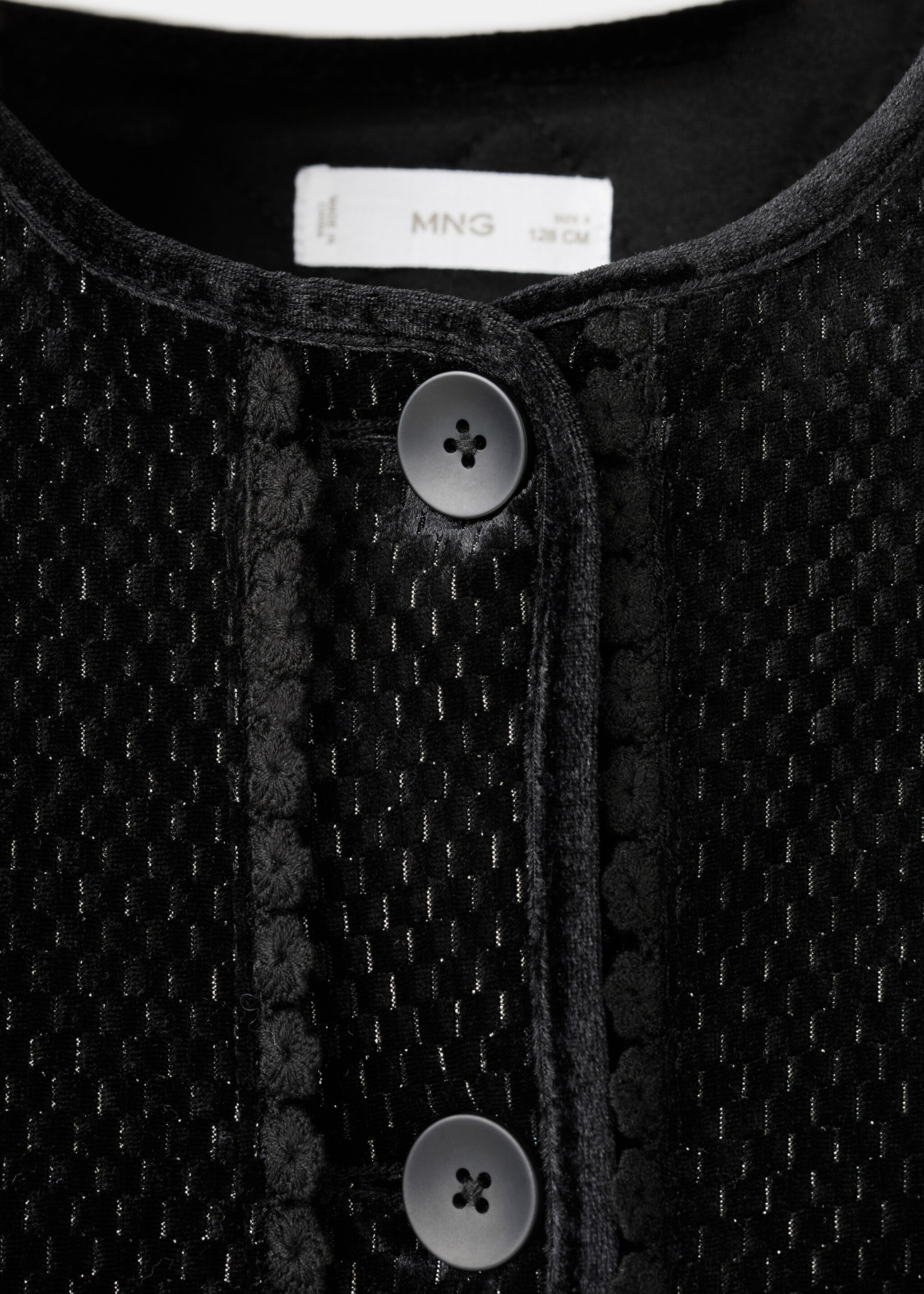 Lurex jacket with buttons - Details of the article 8, Black. Ref: 17079098-01.