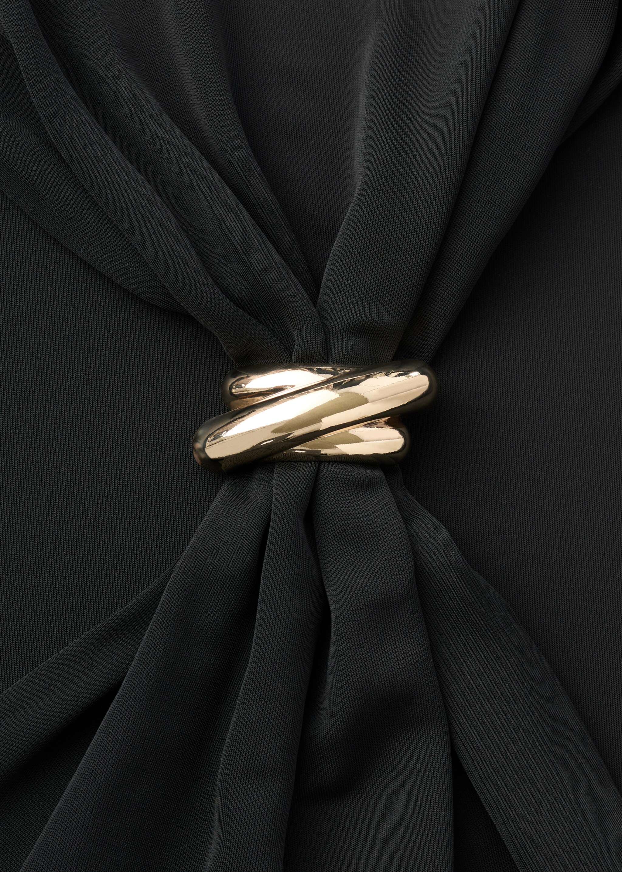 Draped dress with metallic detail - Details of the article 0, Black. Ref: 17079111-01.