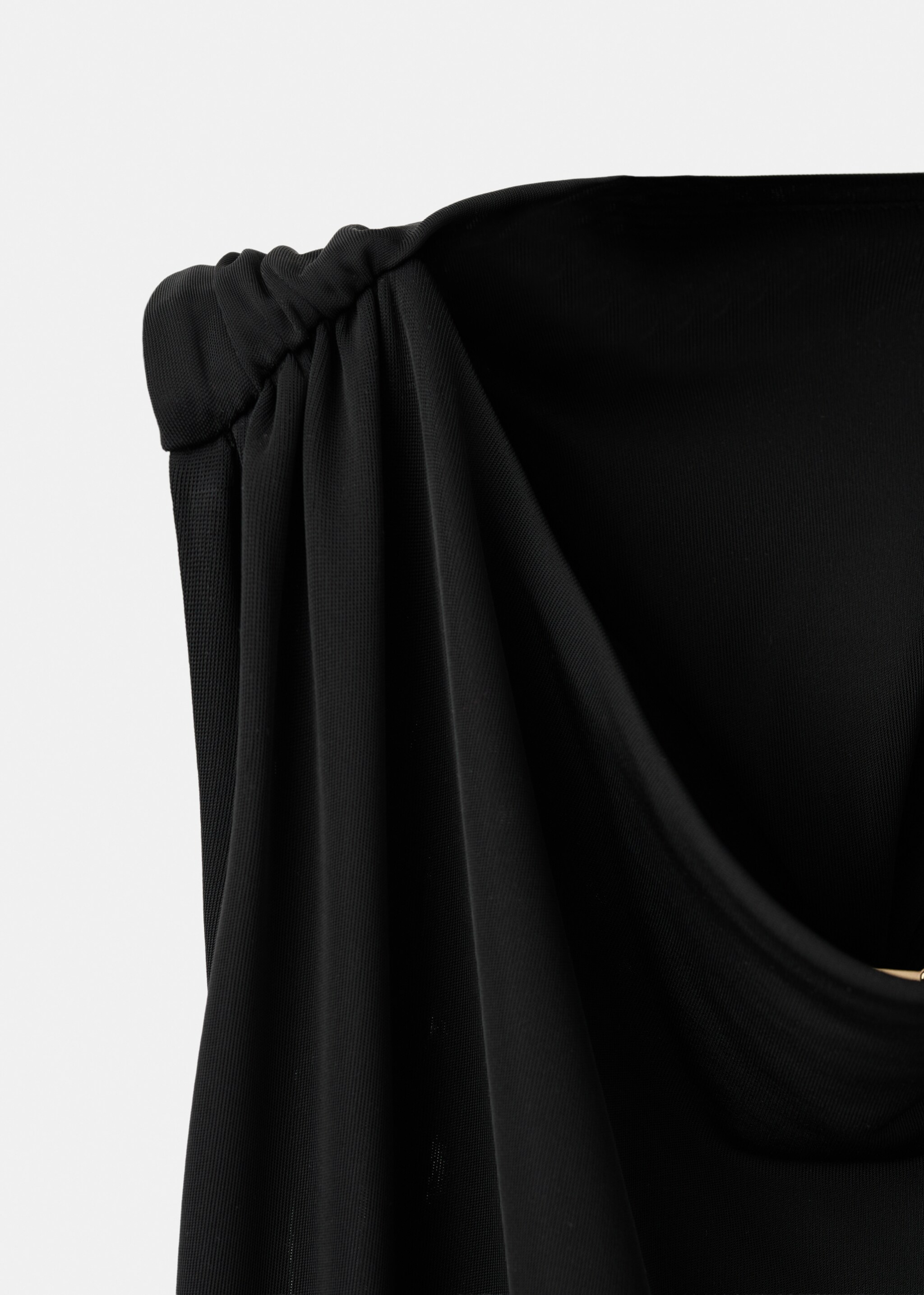 Draped dress with metallic detail - Details of the article 8, Black. Ref: 17079111-01.