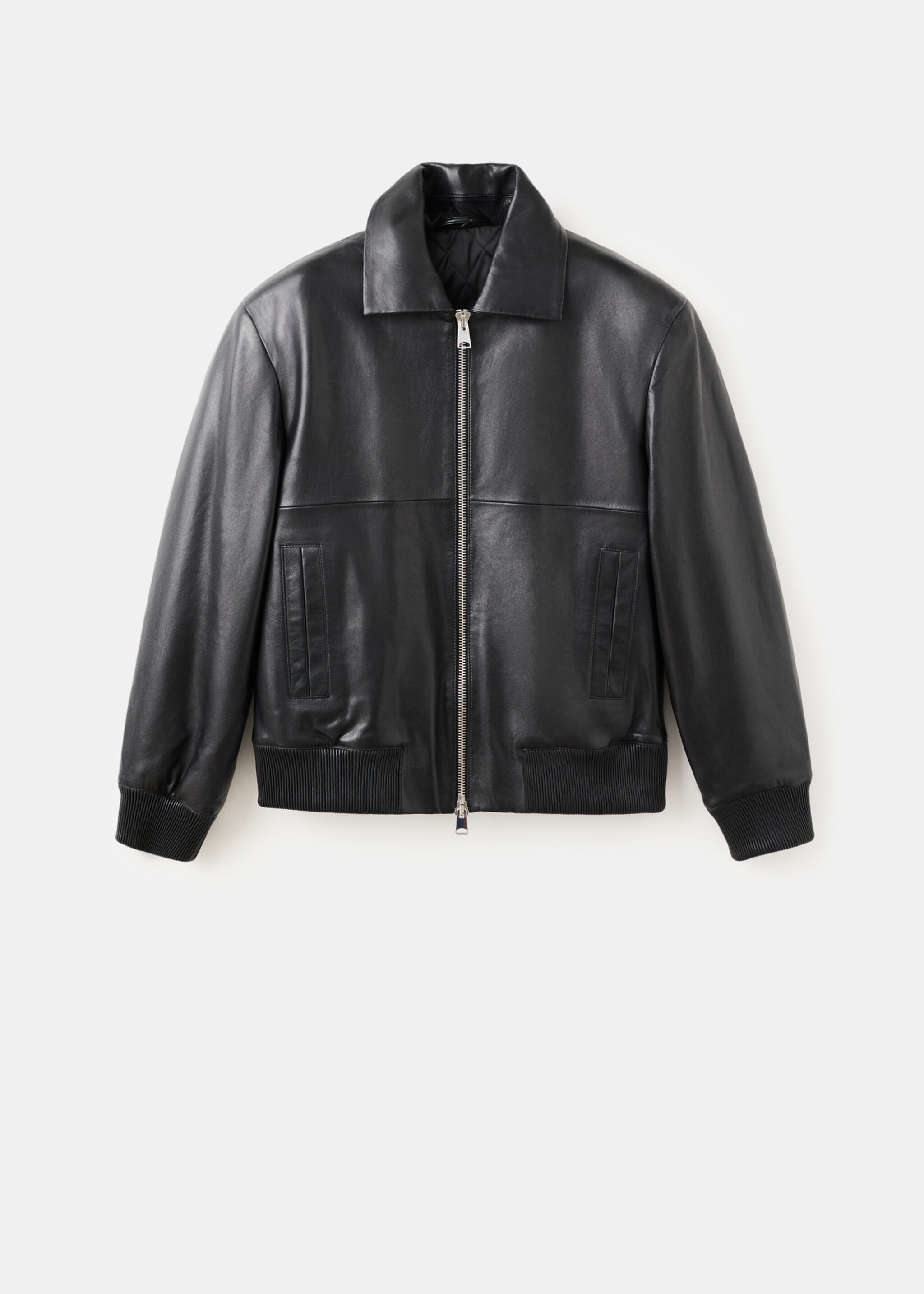 Leather bomber jacket - Article without model, Black. Ref: 17079116-01.