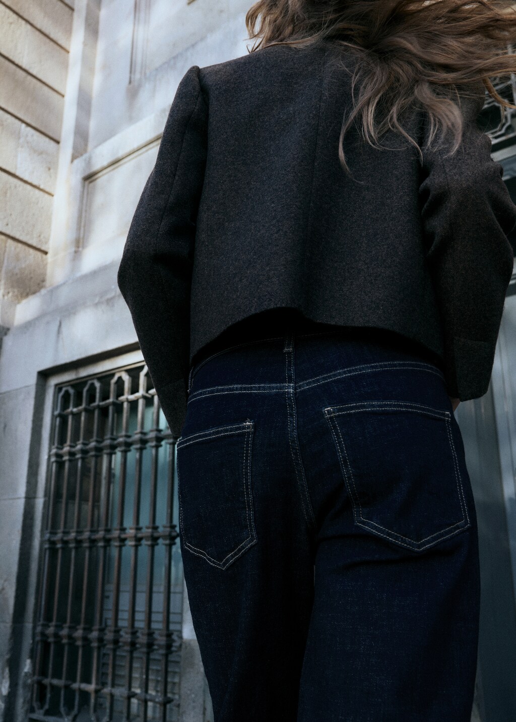 Flared jeans with drawstrings