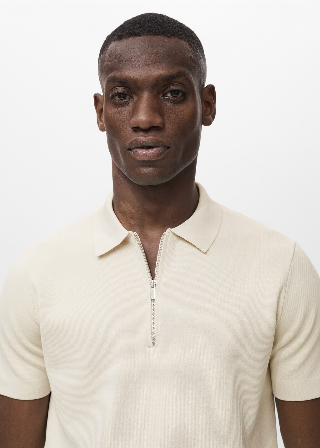 COOLMAX® fine-knit polo shirt with zipper