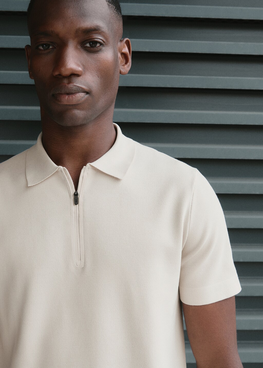 COOLMAX® fine-knit polo shirt with zipper