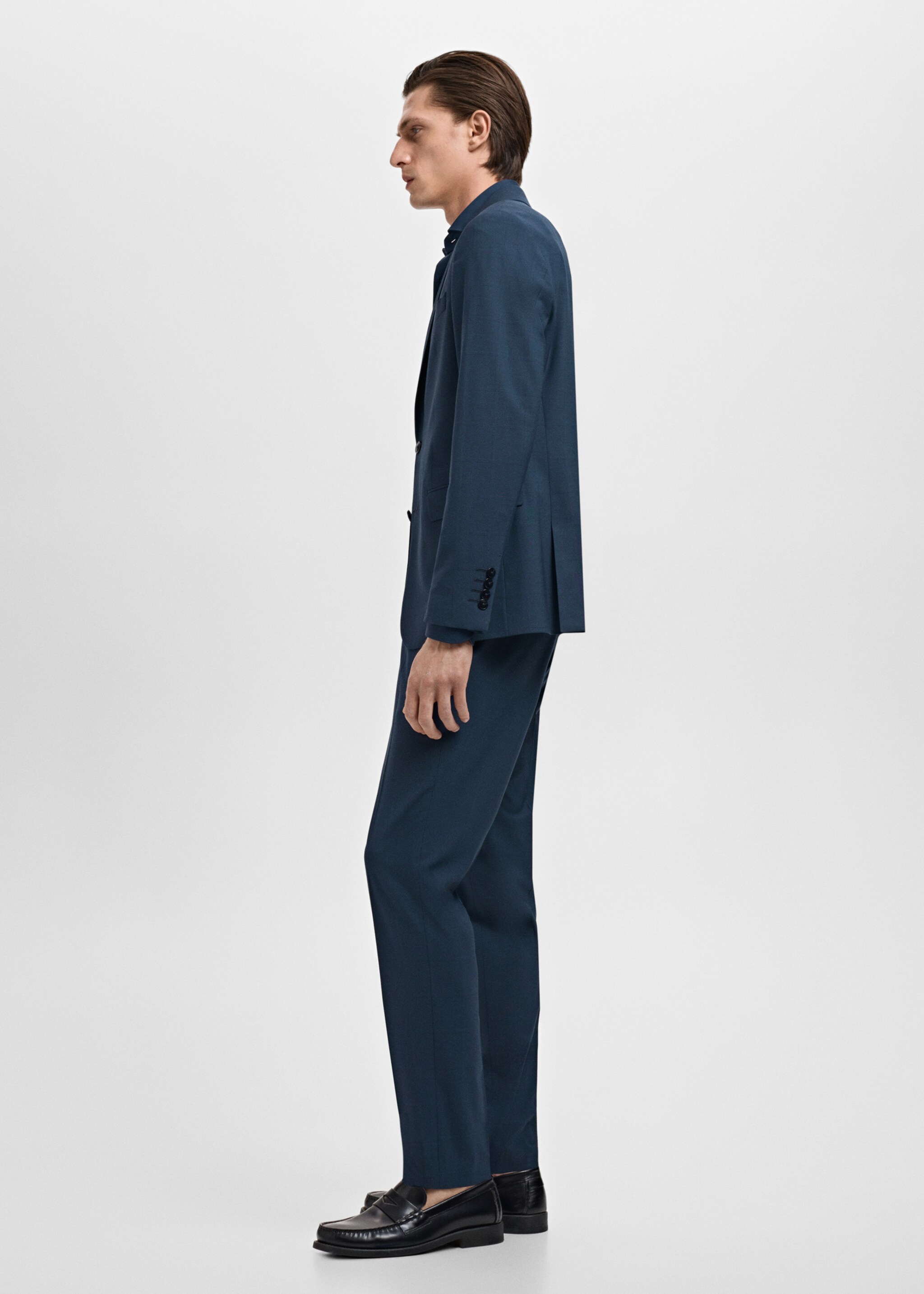 Stretch fabric super slim-fit suit trousers - Details of the article 2, Indigo Blue. Ref: 17081176-01.