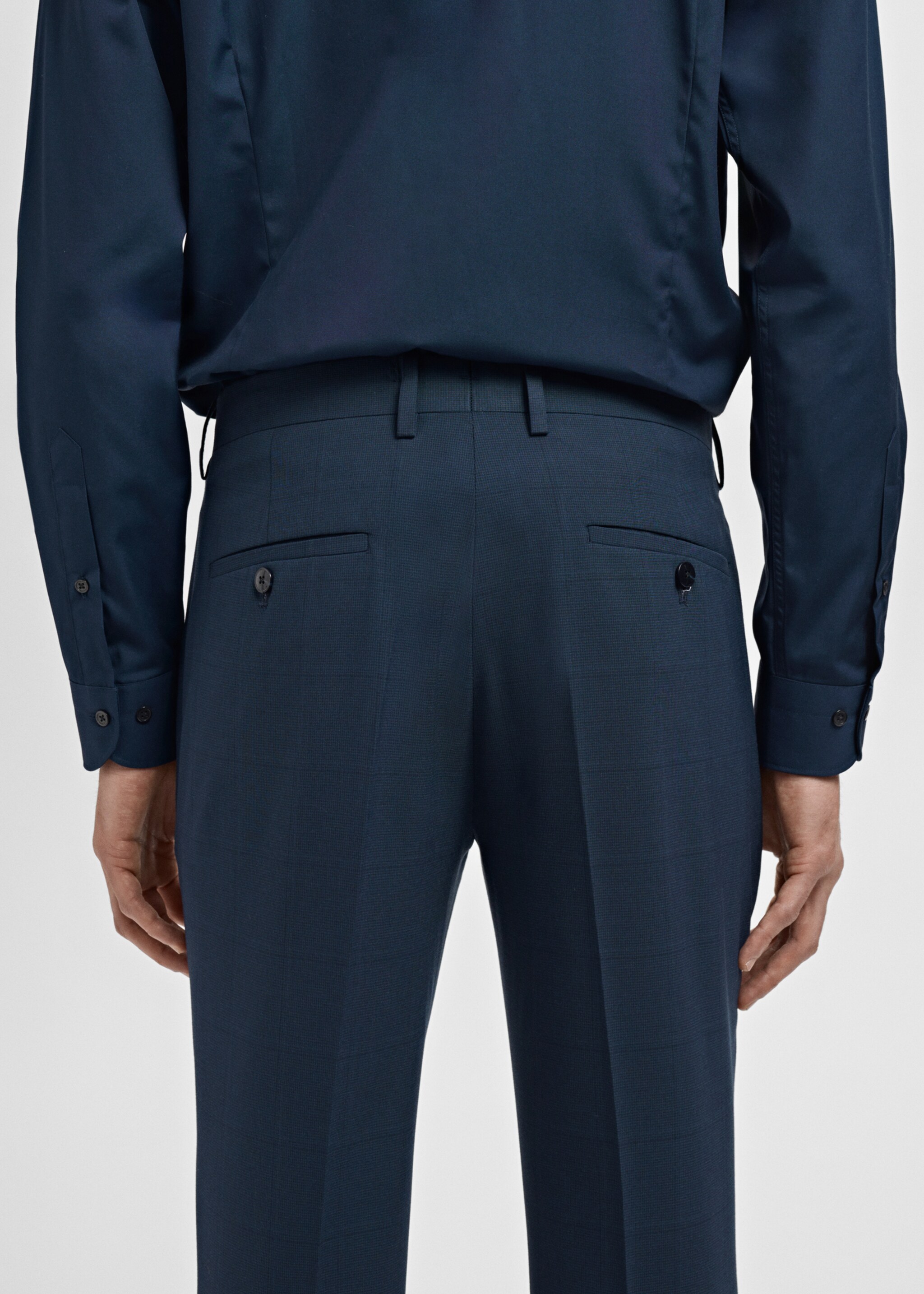 Stretch fabric super slim-fit suit trousers - Details of the article 3, Indigo Blue. Ref: 17081176-01.