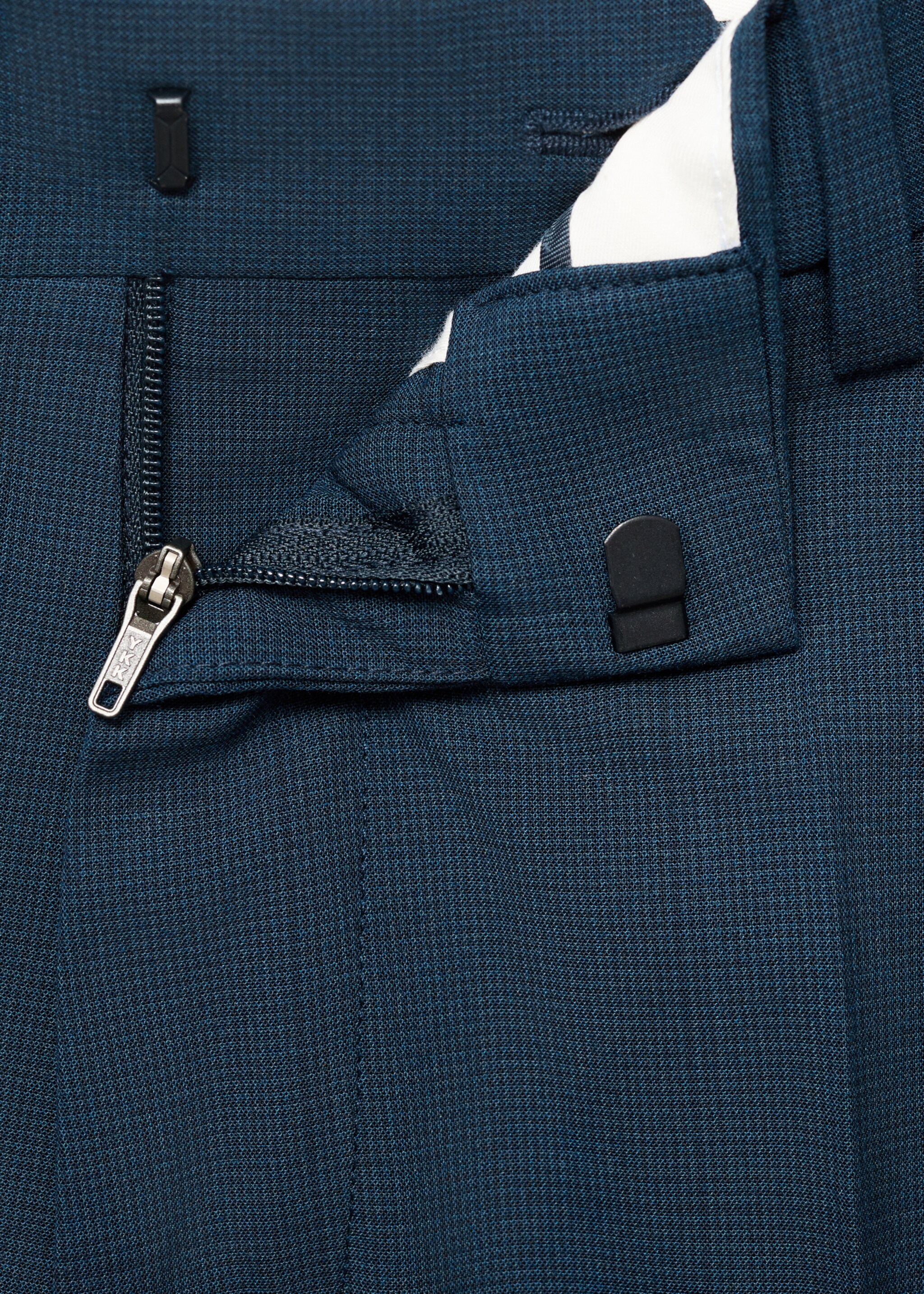 Stretch fabric super slim-fit suit trousers - Details of the article 8, Indigo Blue. Ref: 17081176-01.
