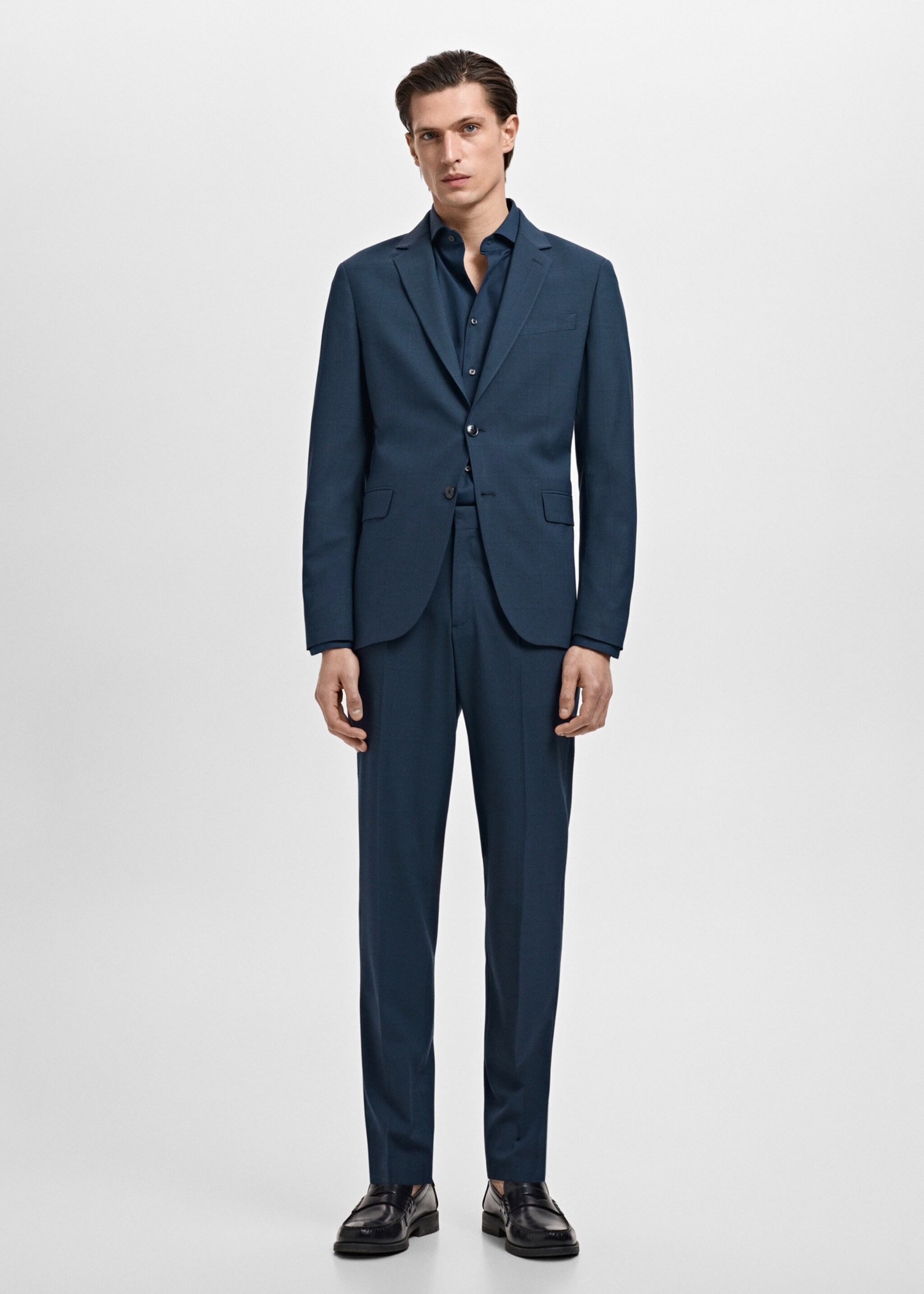 Stretch fabric super slim-fit suit trousers - General plane, Indigo Blue. Ref: 17081176-01.