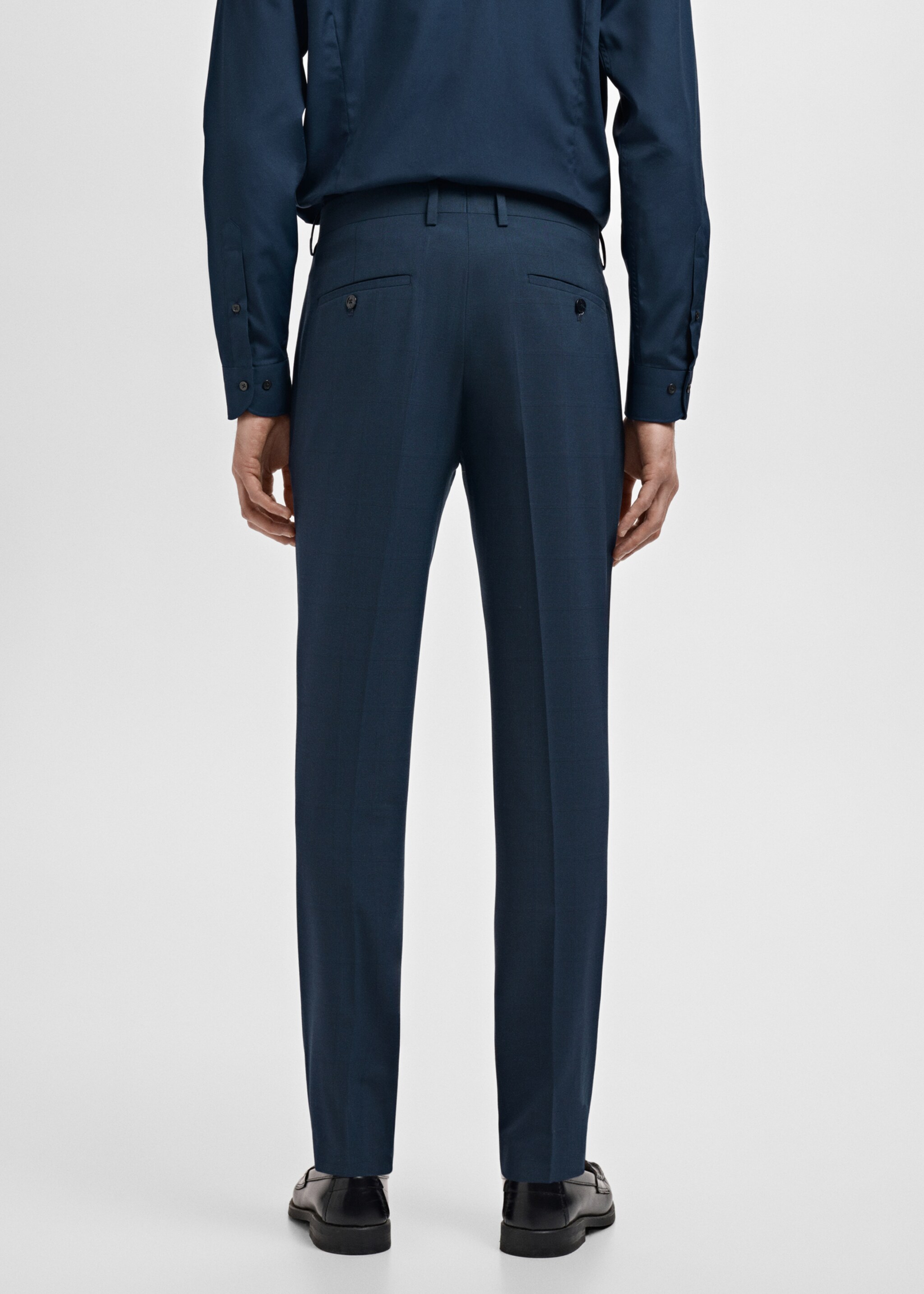 Stretch fabric super slim-fit suit trousers - Reverse of the article, Indigo Blue. Ref: 17081176-01.