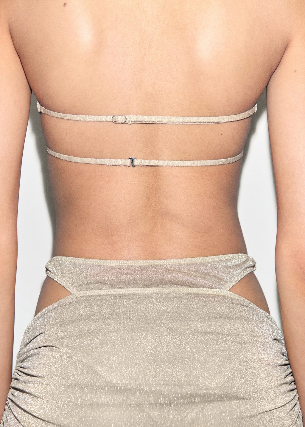 Lurex bikini top with adjustable back