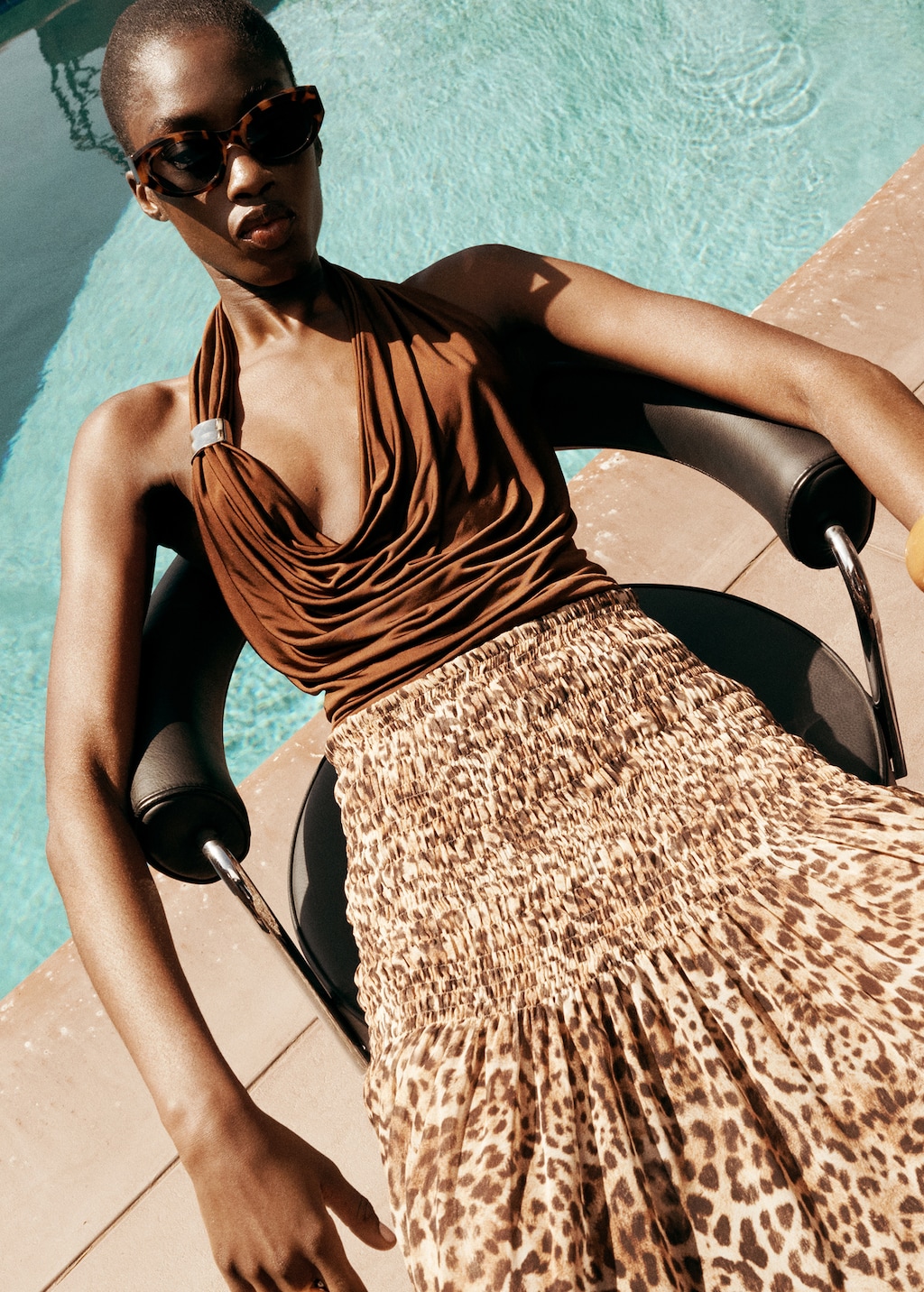 Draped top with metallic detail