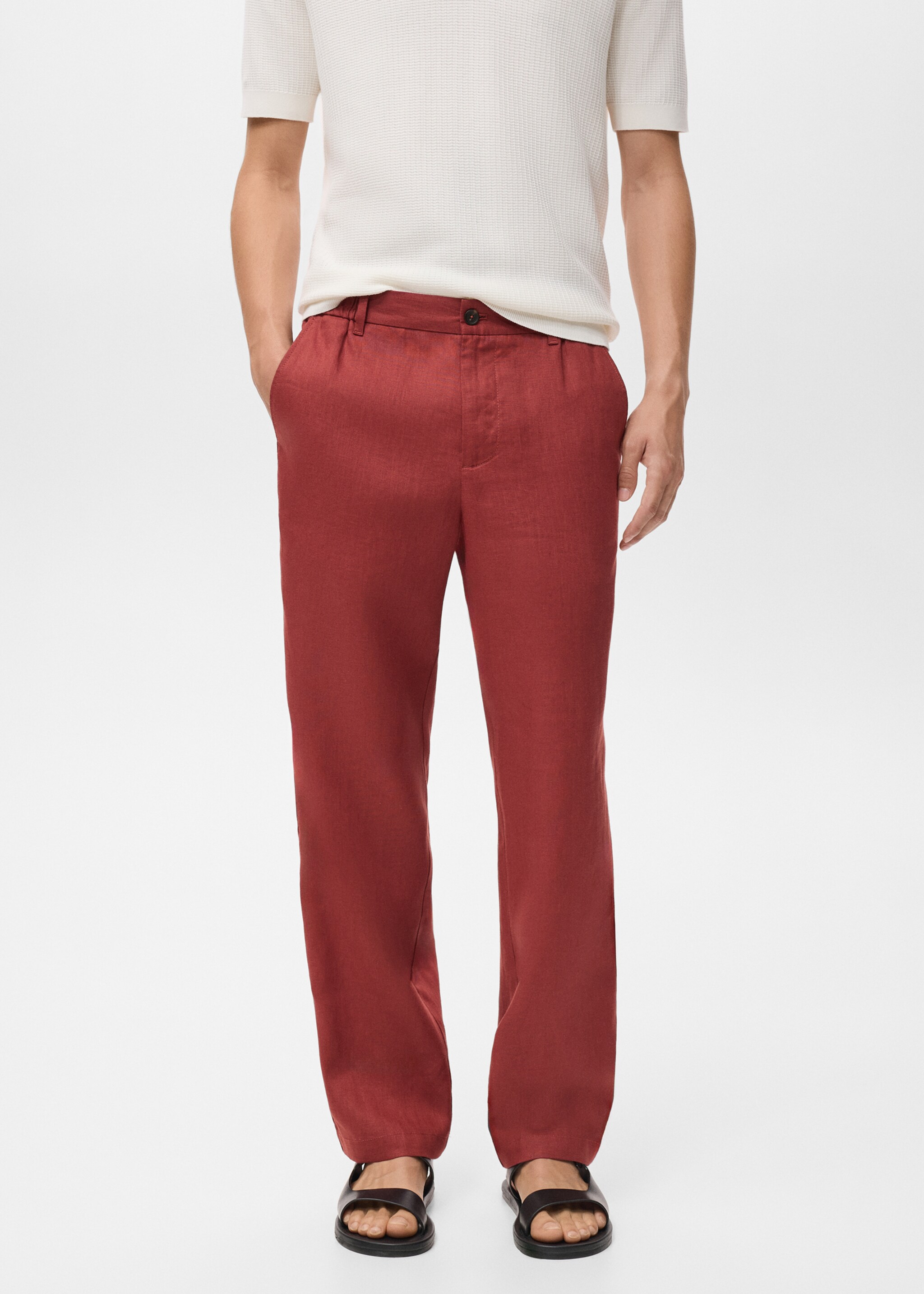 Pantalon 100 % lin taille élastique - Plan moyen