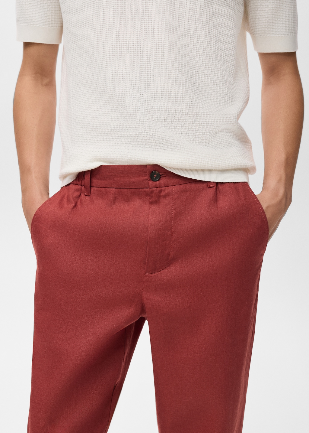 100% linen pants with elastic waistband