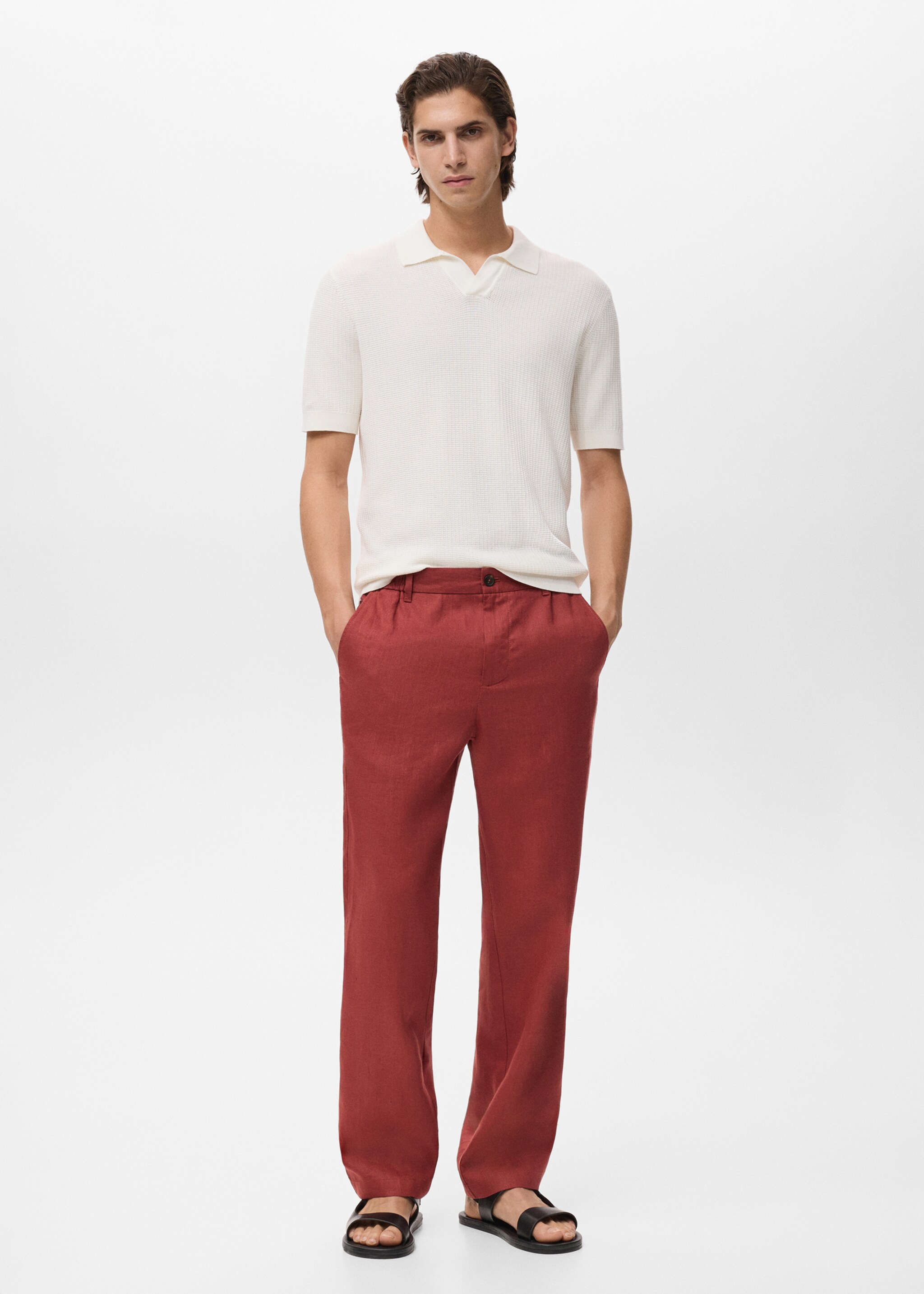 Pantalon 100 % lin taille élastique - Plan général