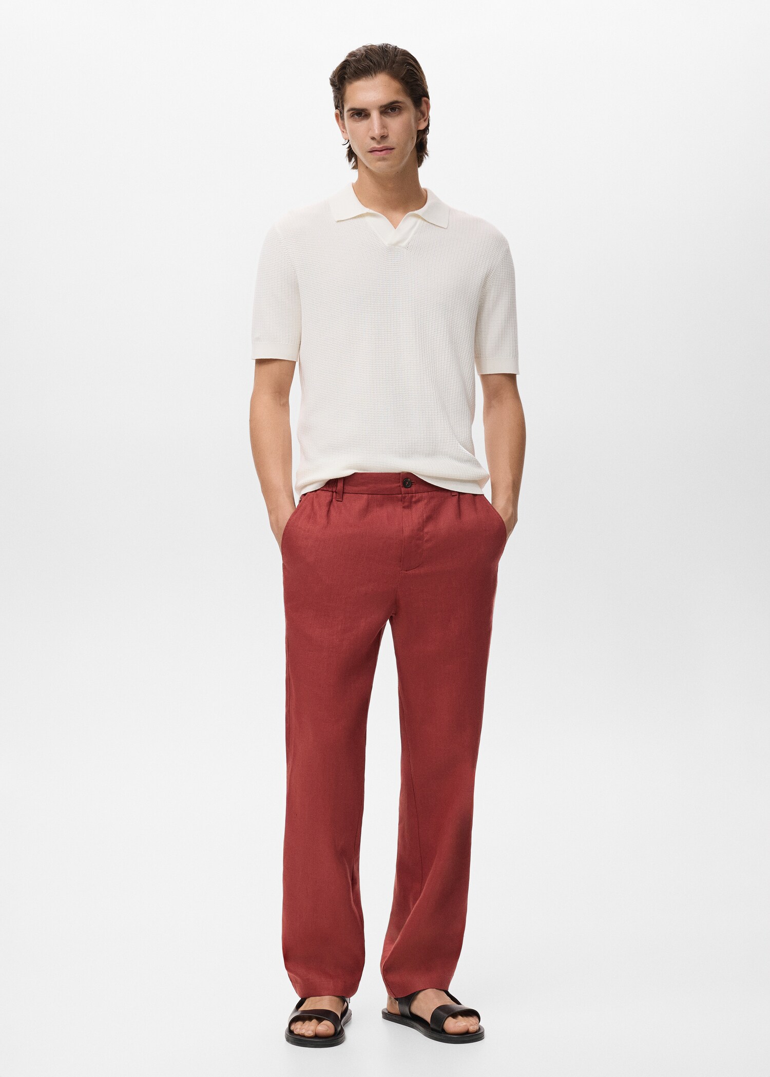 Pantalon 100 % lin taille élastique - Plan général