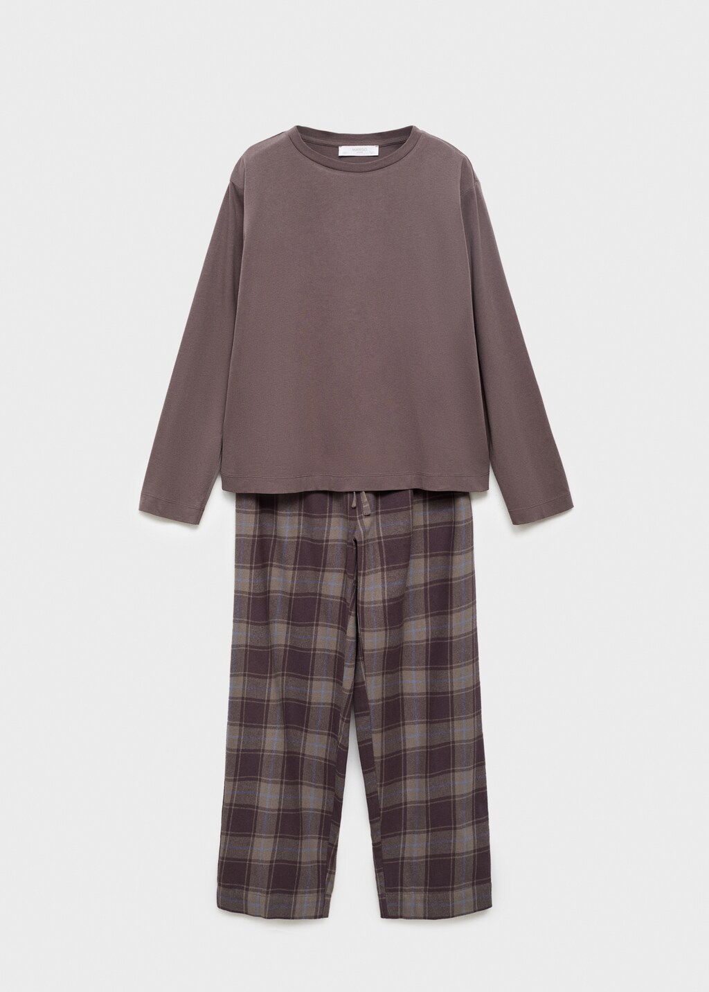 Two-piece flannel check pajamas