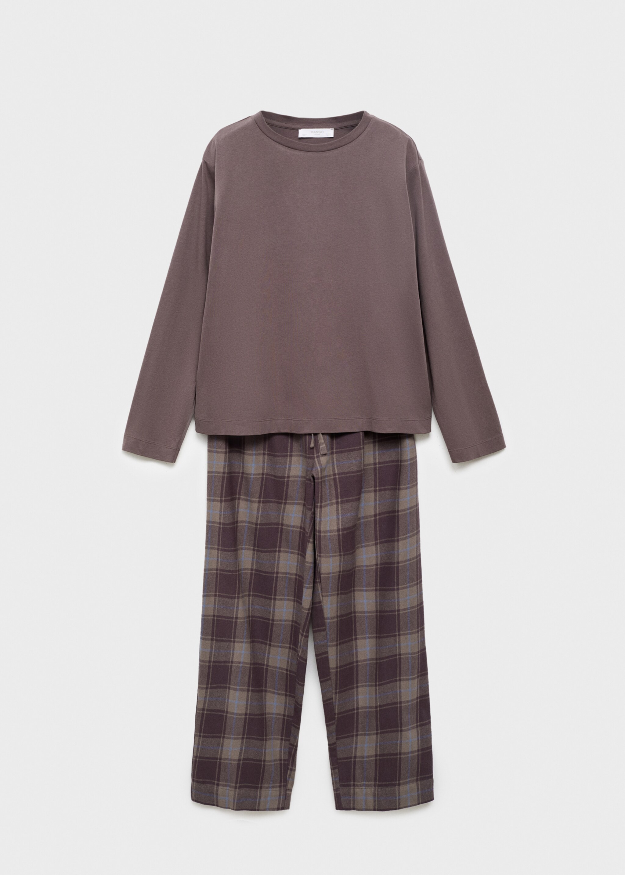 Two-piece flannel check pyjamas - Article without model, Ink Blue. Ref: 17084406-01.