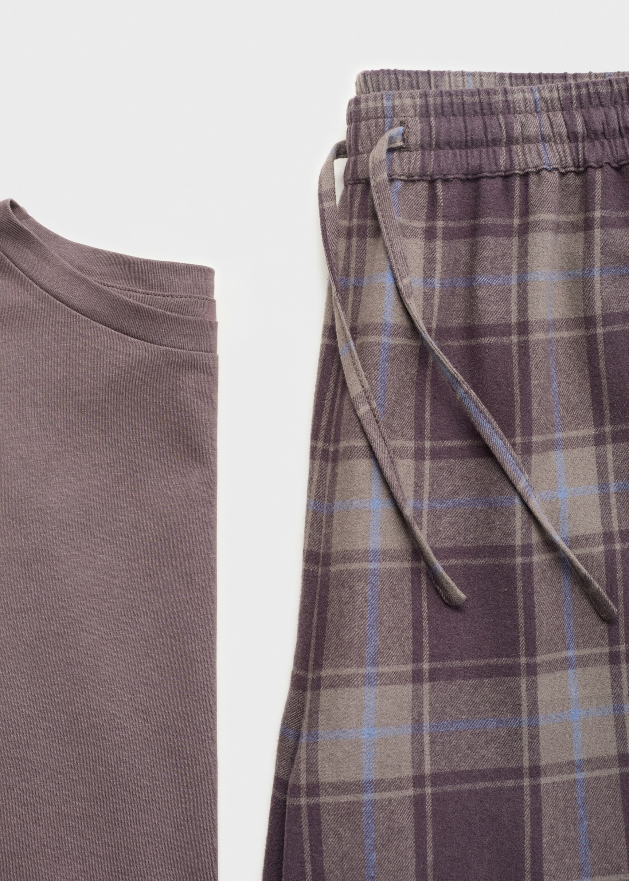 Two-piece flannel check pyjamas - Details of the article 8, Ink Blue. Ref: 17084406-01.