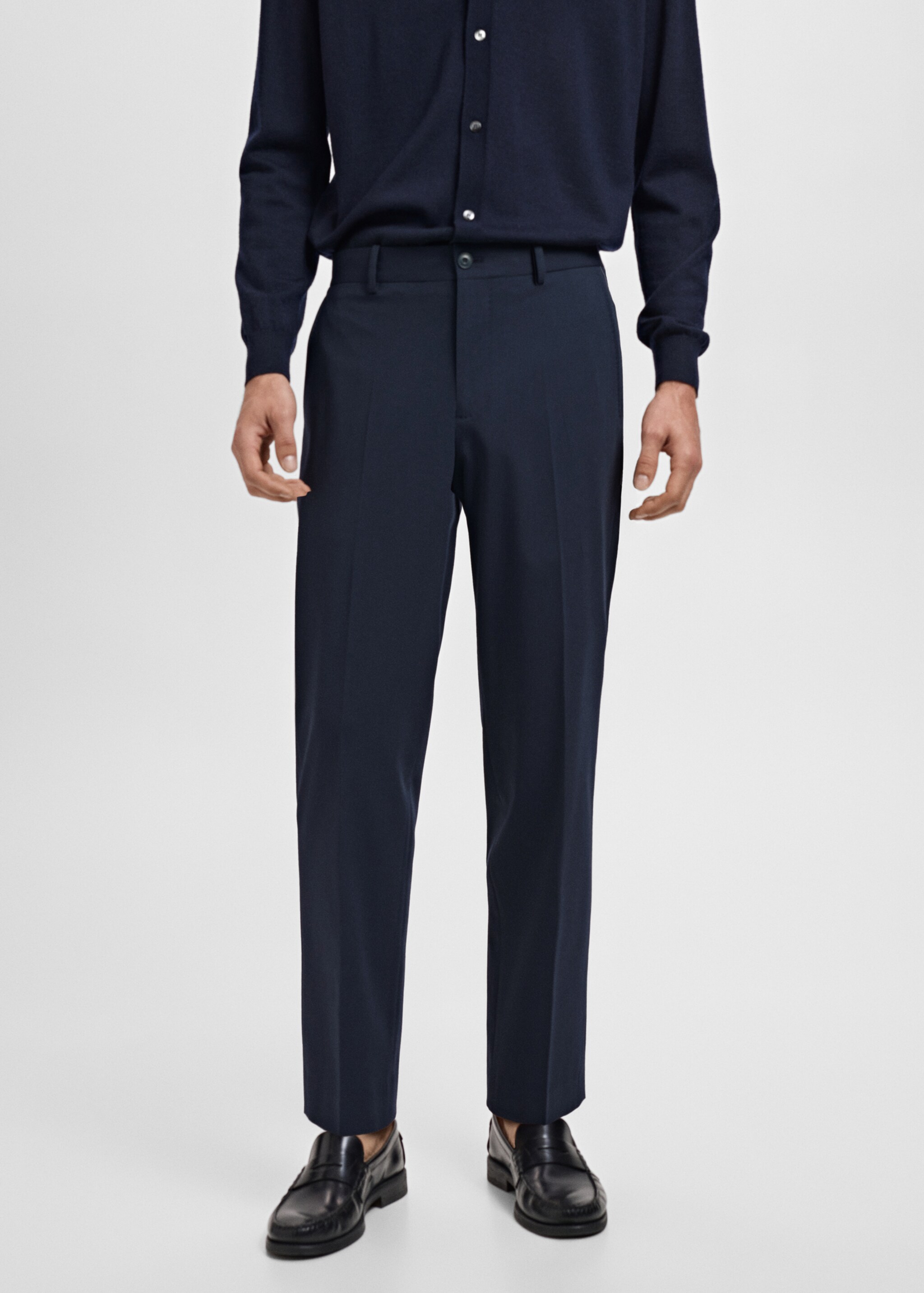 Slim-fit suit trousers - Medium plane, Navy. Ref: 17085150-01.