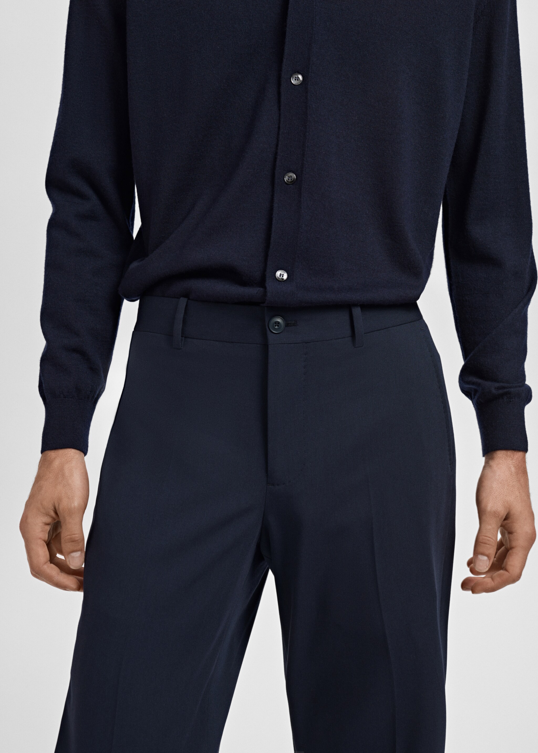 Slim-fit suit trousers - Details of the article 1, Navy. Ref: 17085150-01.