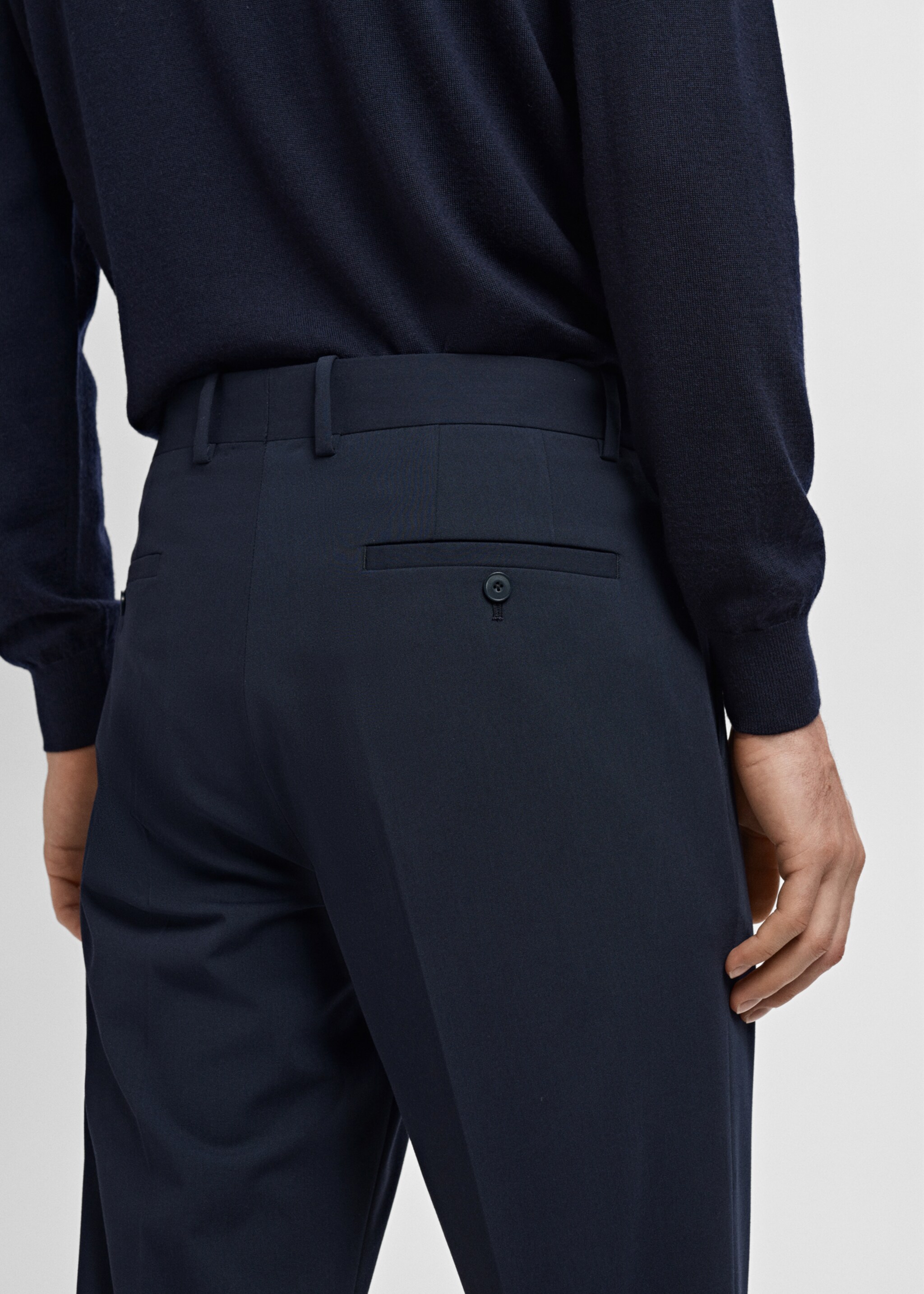 Slim-fit suit trousers - Details of the article 2, Navy. Ref: 17085150-01.