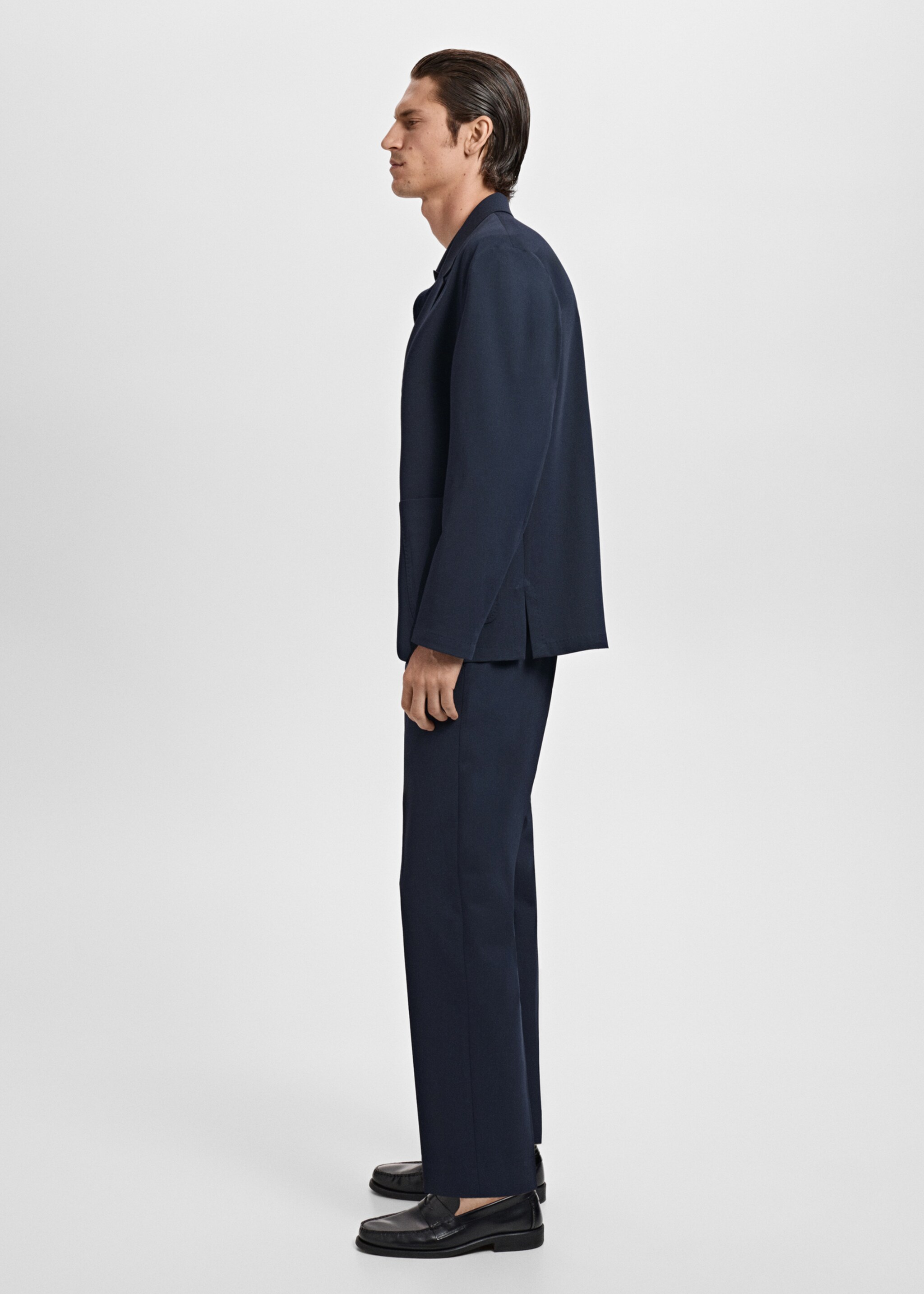Slim-fit suit trousers - Details of the article 4, Navy. Ref: 17085150-01.