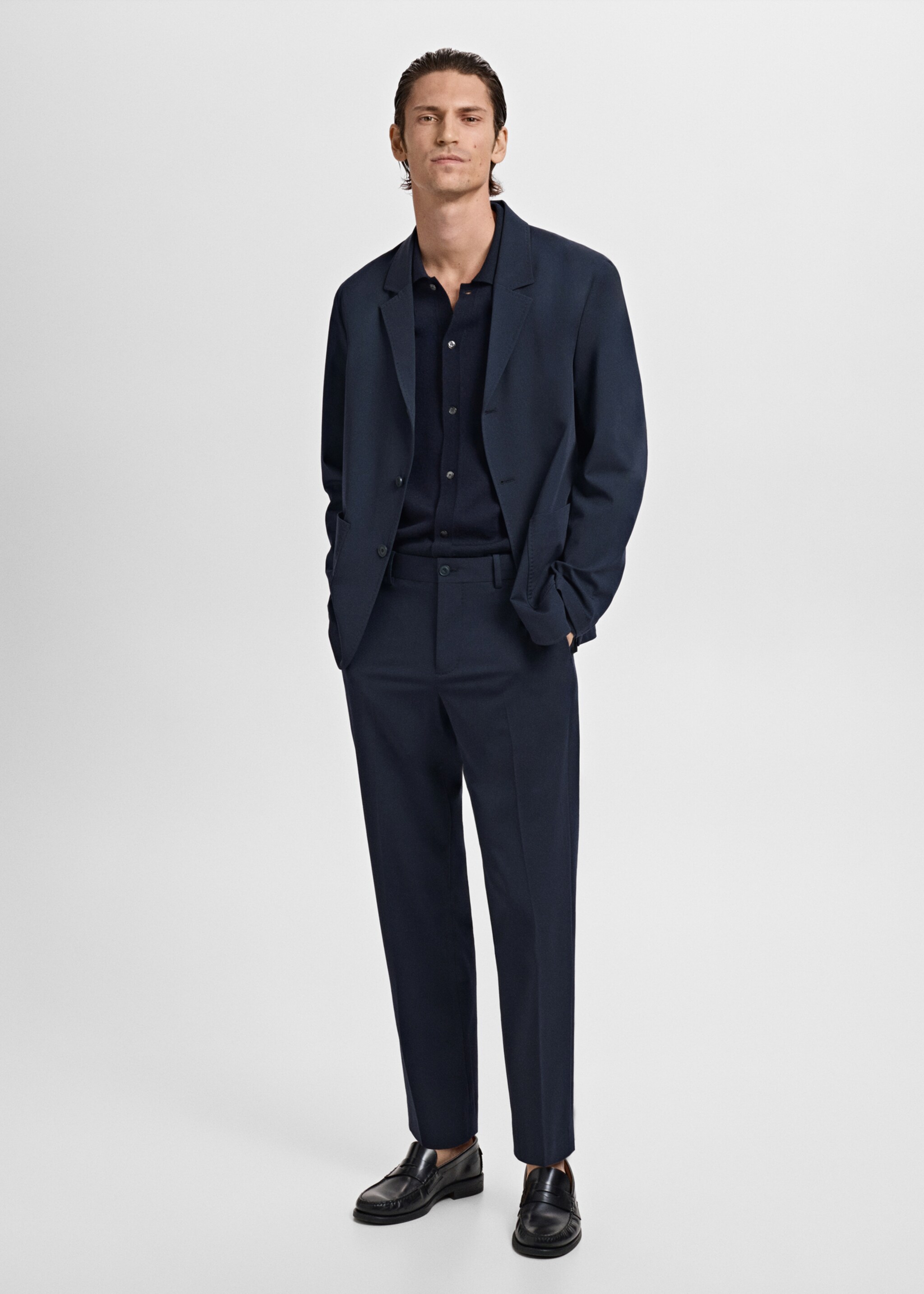 Slim-fit suit trousers - General plane, Navy. Ref: 17085150-01.