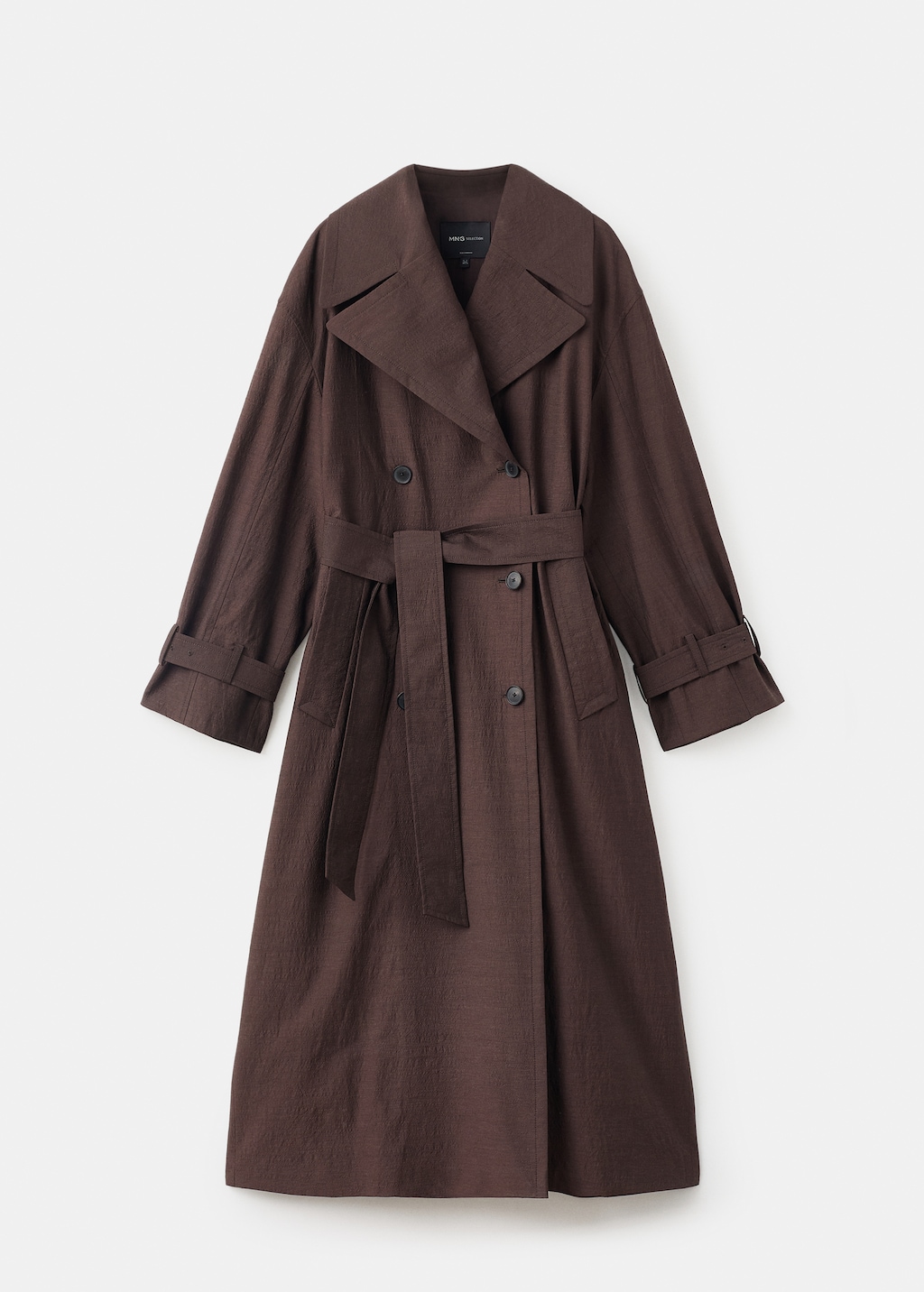 Long virgin wool trench coat