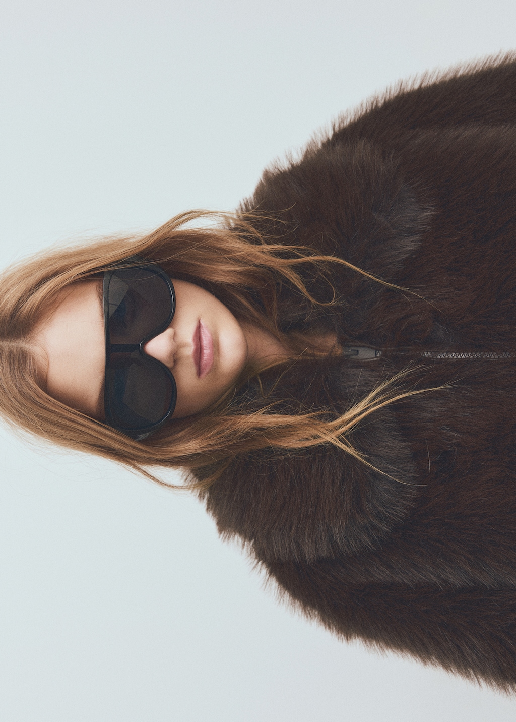 Faux-fur jacket with zip