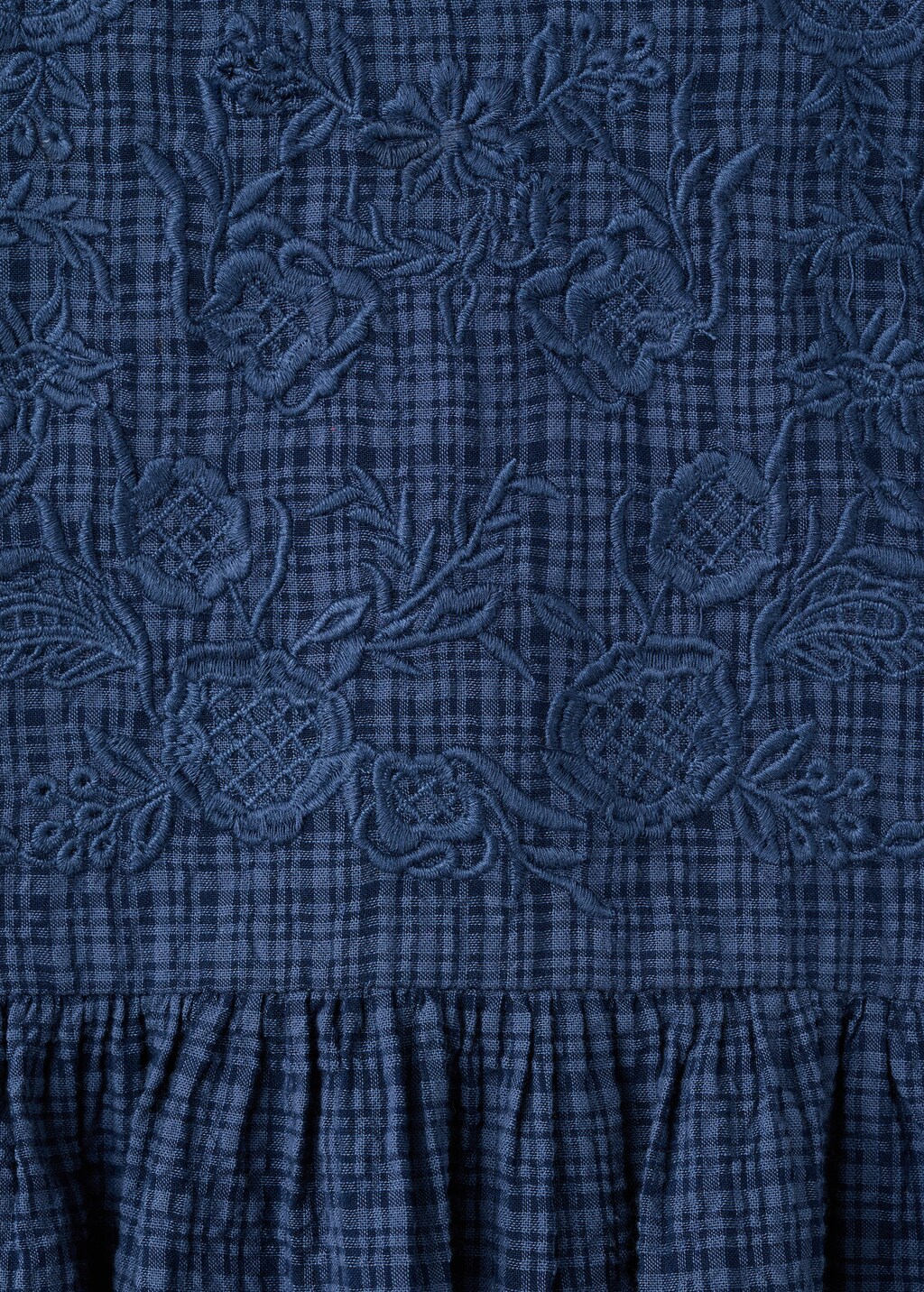 Check dress with embroidered detail