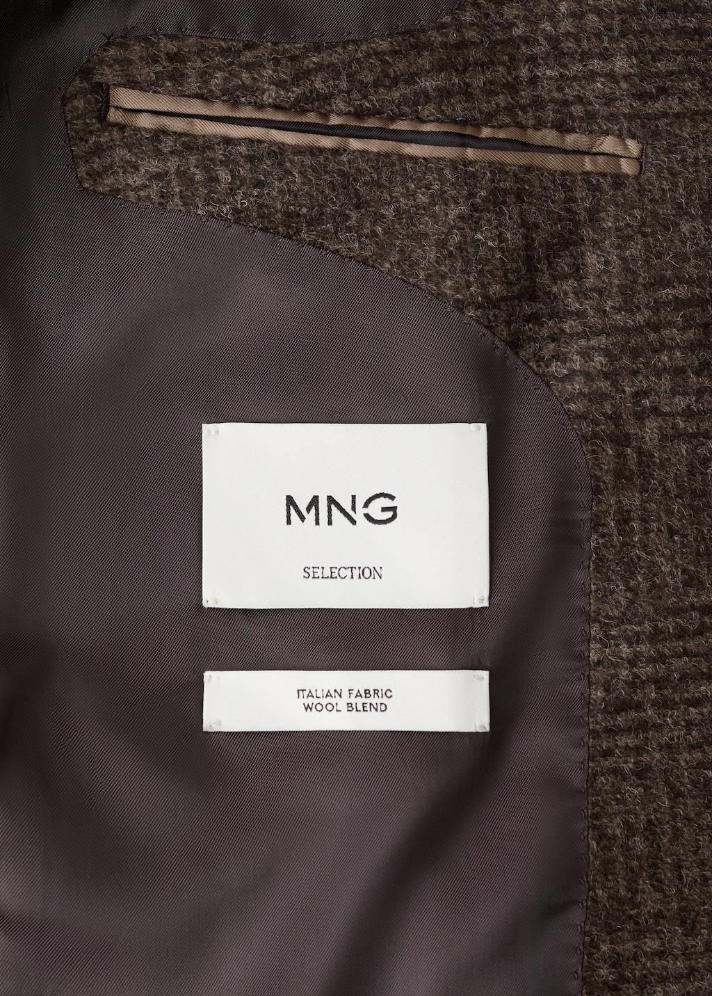 Slim-fit micro-check wool-blend jacket