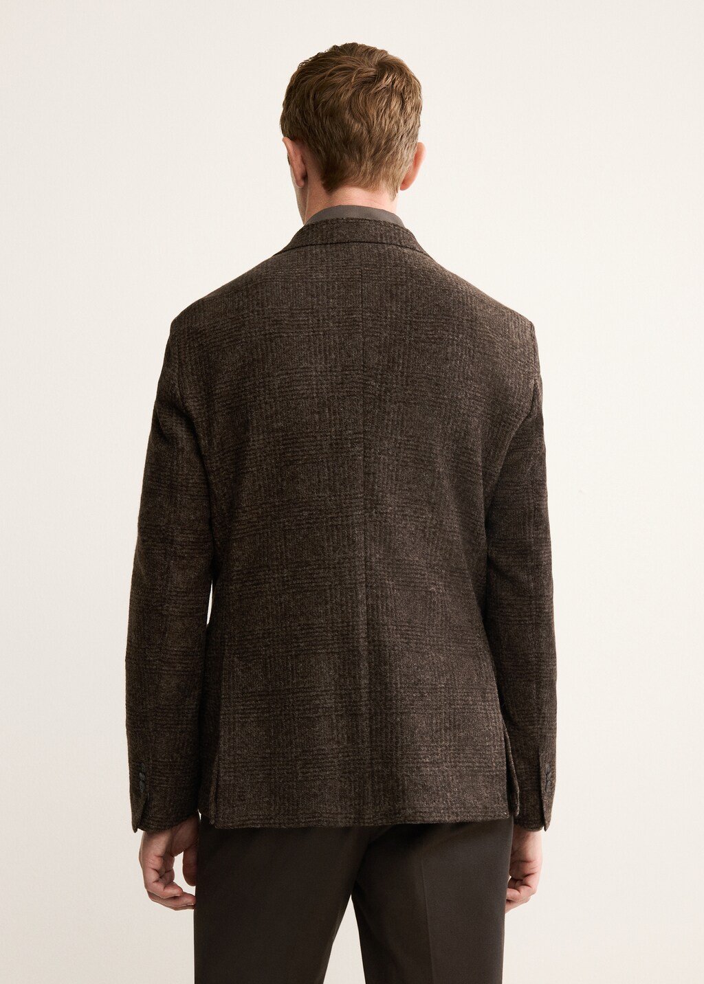 Slim-fit micro-check wool-blend jacket