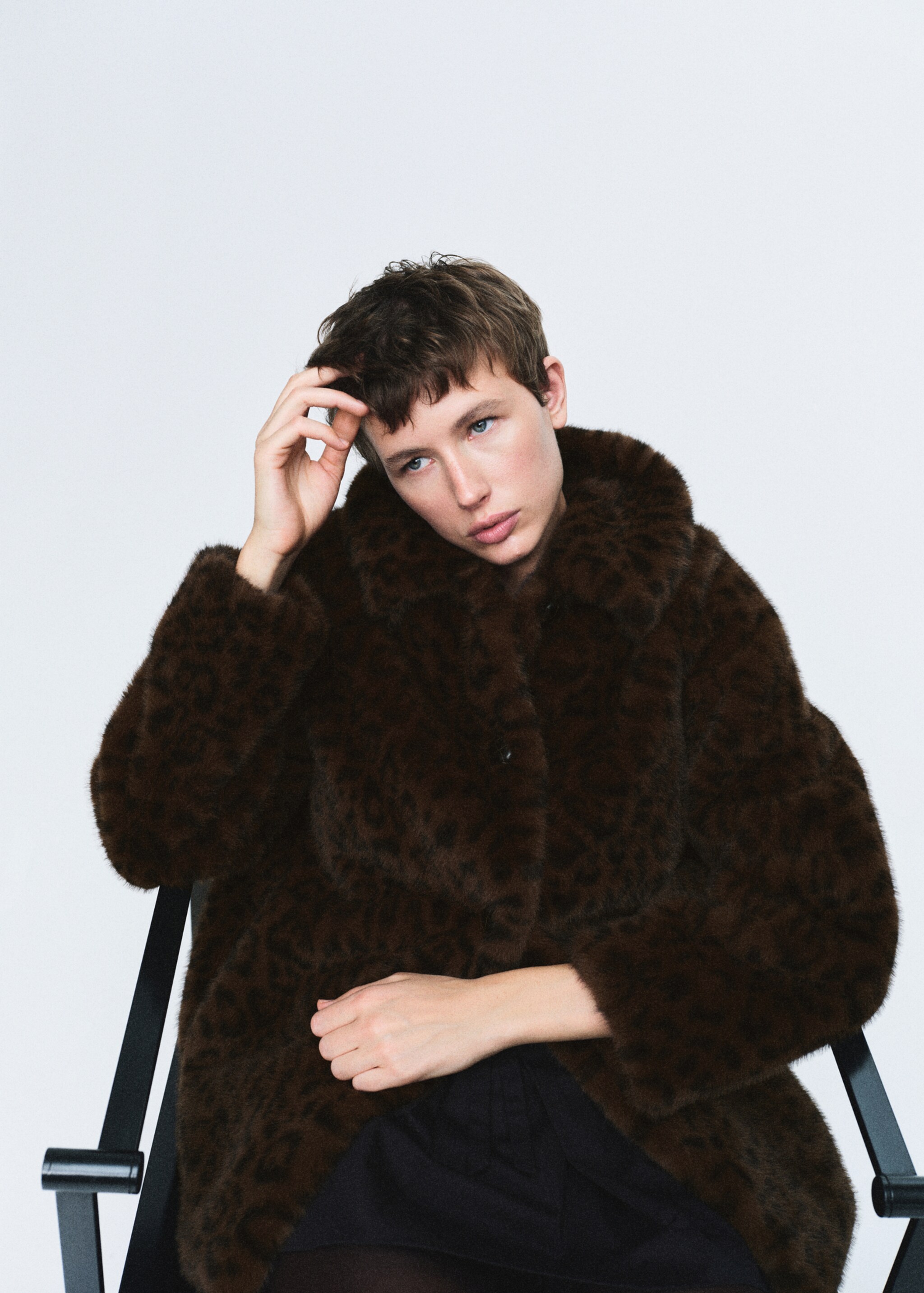 Leopard faux-fur coat - Medium plane, Brown. Ref: 17088280-01.