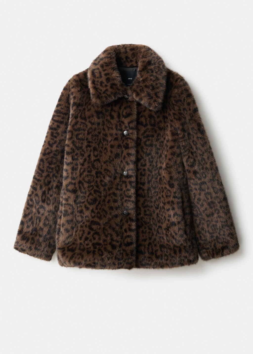 Leopard-print fur-effect coat