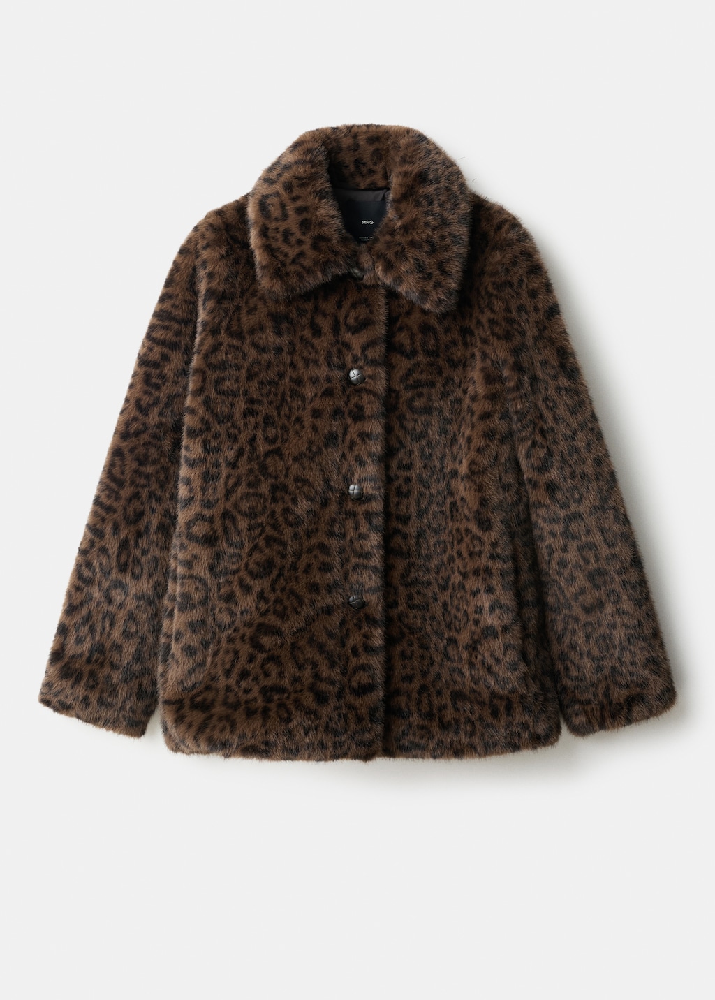 Leopard-print fur-effect coat