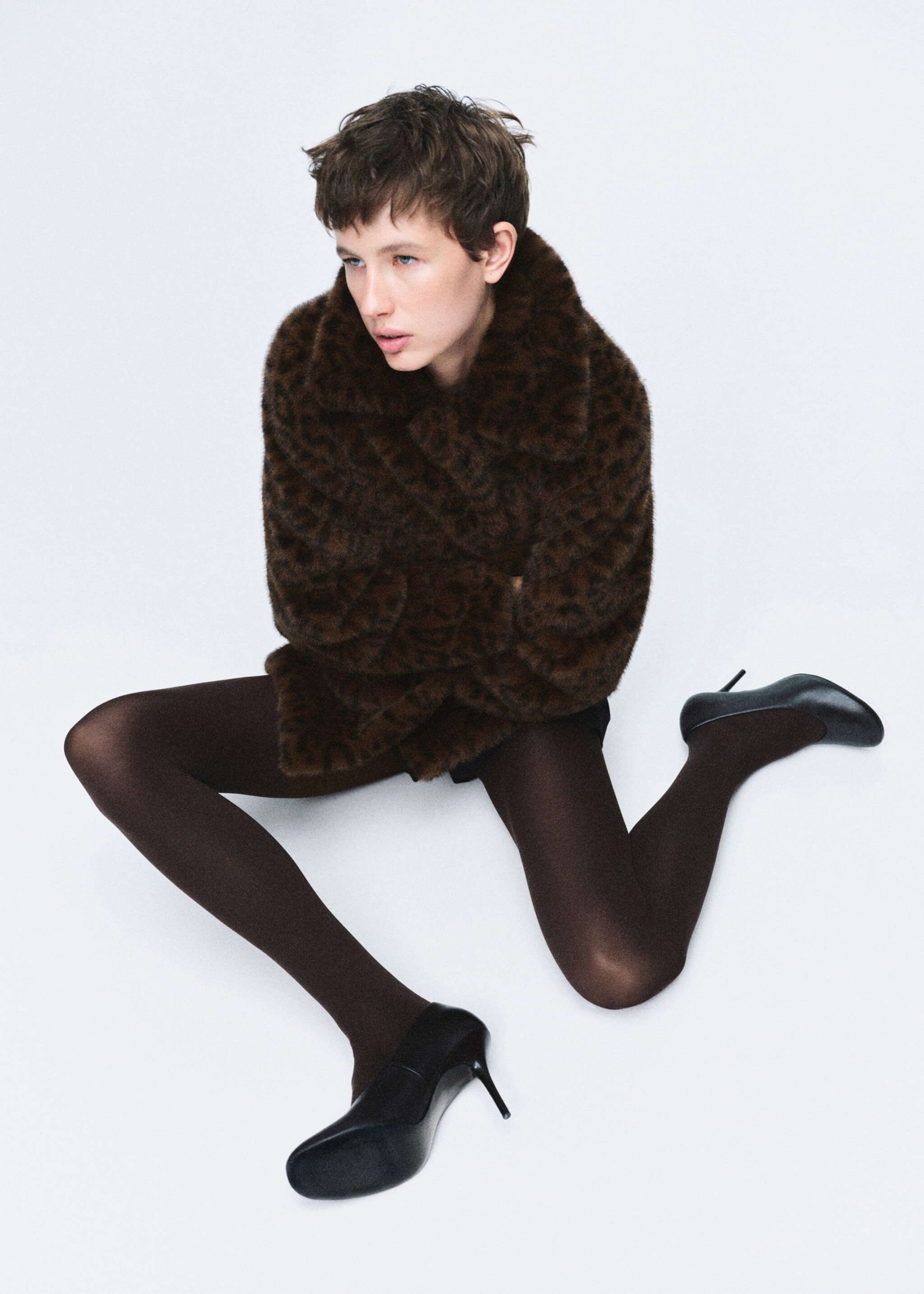 Leopard faux-fur coat - Details of the article 2, Brown. Ref: 17088280-01.