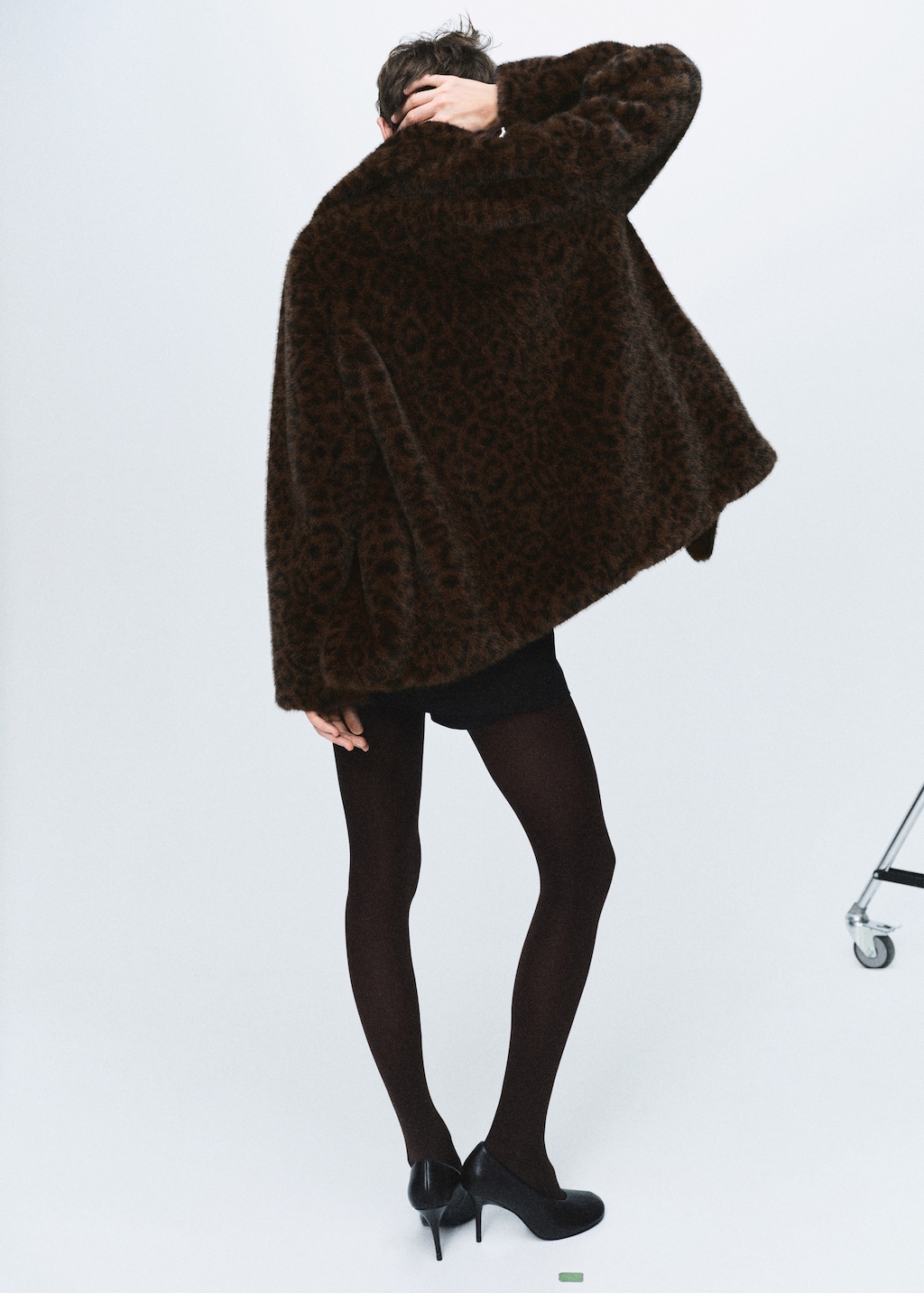 Leopard-print fur-effect coat