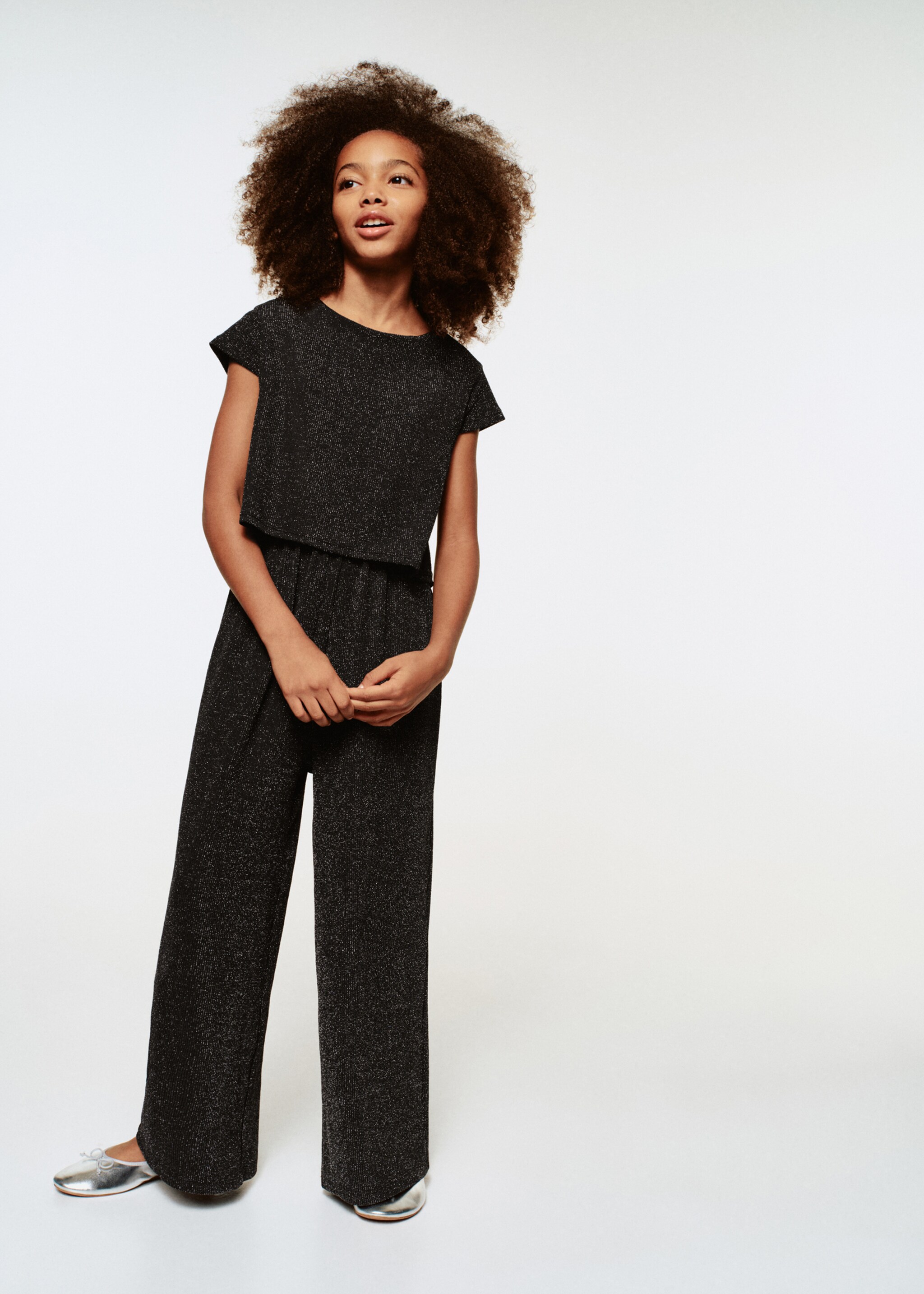 Lurex long jumpsuit - General plane, Black. Ref: 17089096-01.