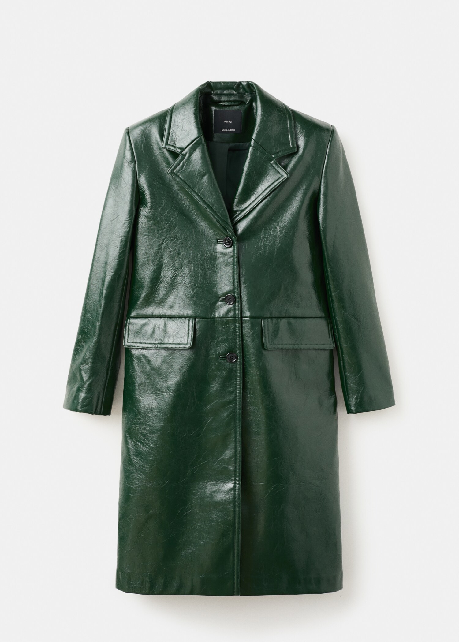 Long faux-leather coat - Article without model