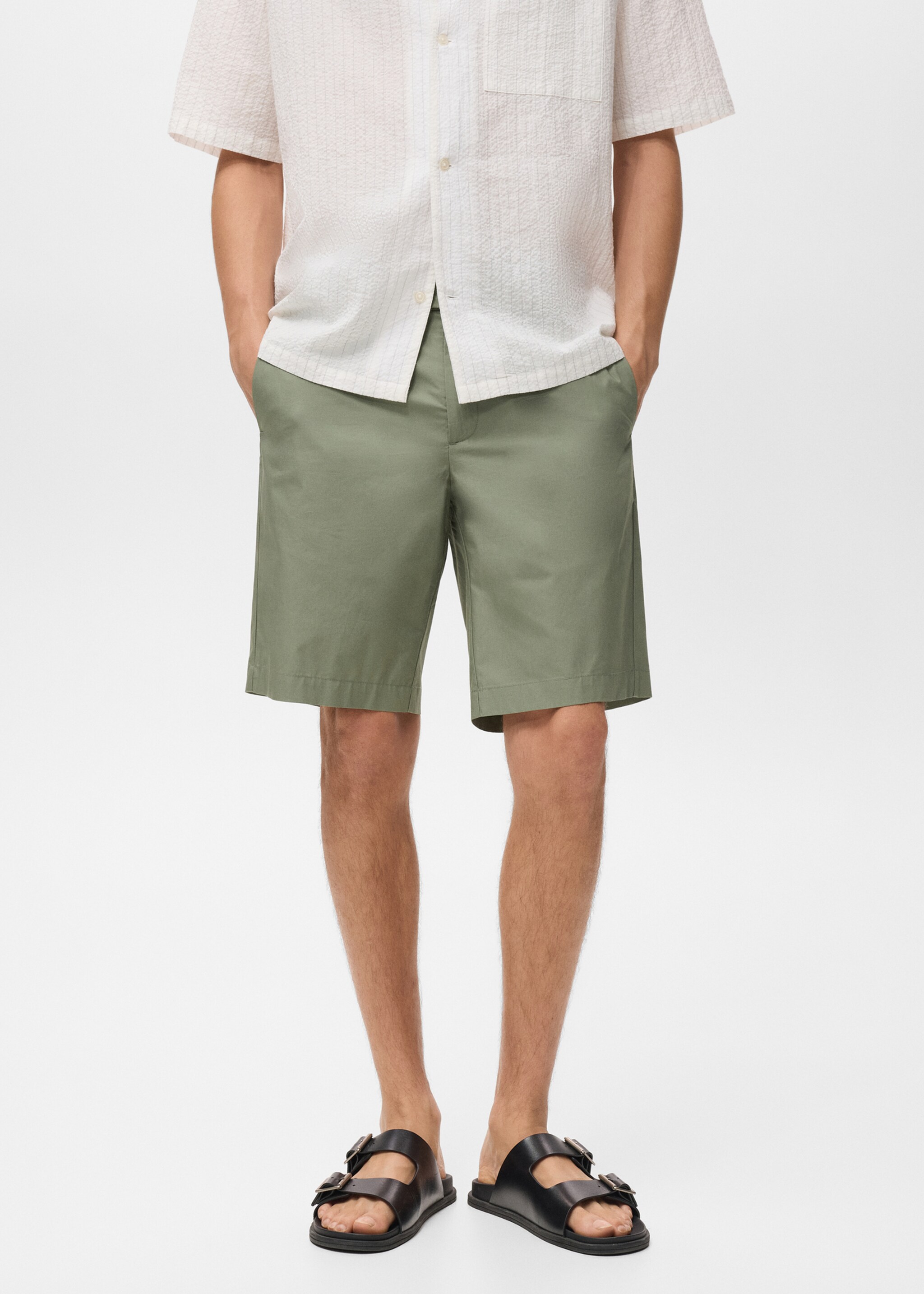 Slim-fit chino cotton bermuda shorts - Medium plane