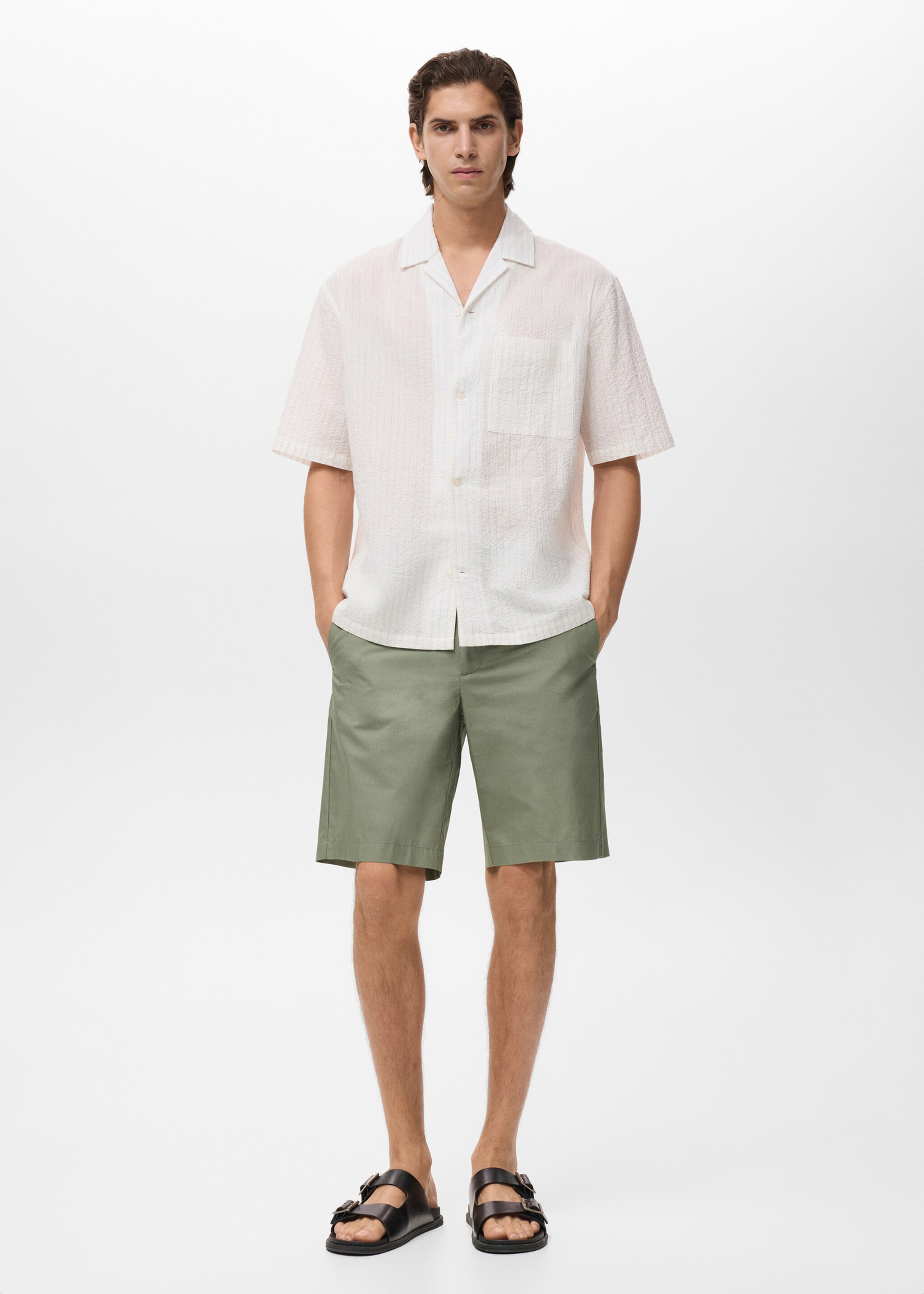 Slim-fit chino cotton bermuda shorts - General plane