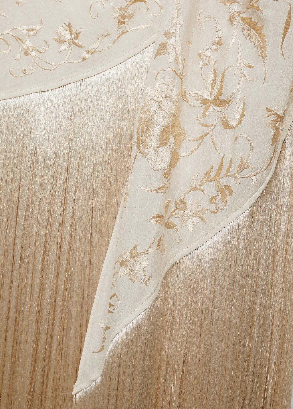 Pareo-style skirt with embroidered fringe